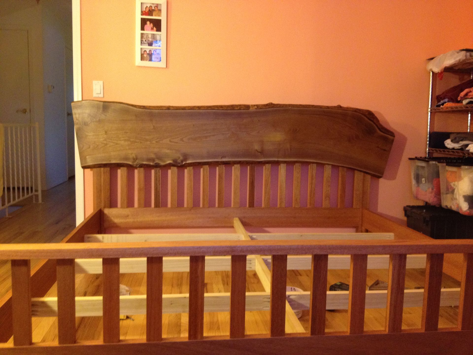 King Size Mahogany Bed With Live Edge Catalpa Headboard 3