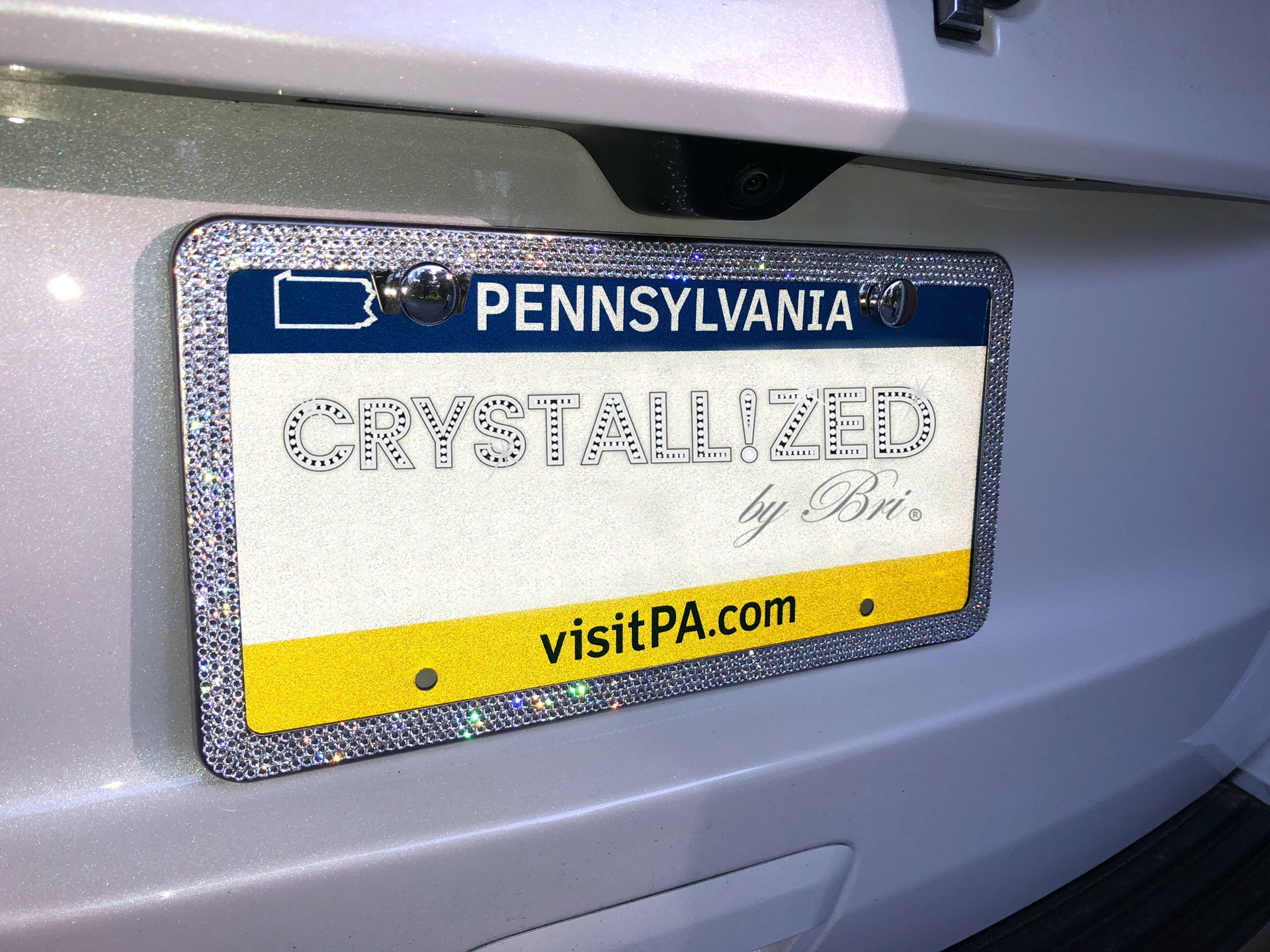 Crystallized Bling Slim License Plate Frame Genuine European Crystals Bedazzled 1 
