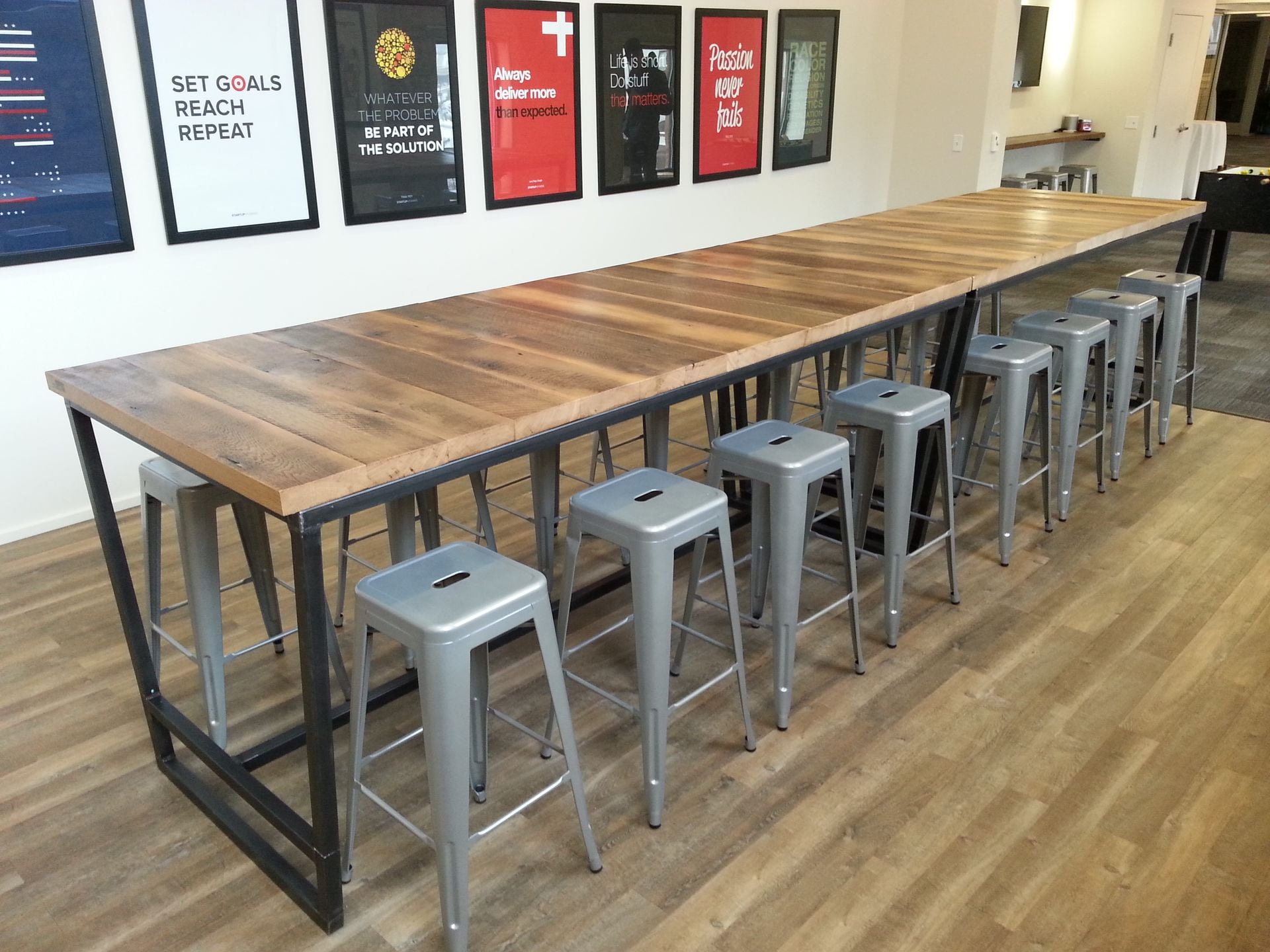 Reclaimed Wood And Steel Industrial High Top Conference Table 1 