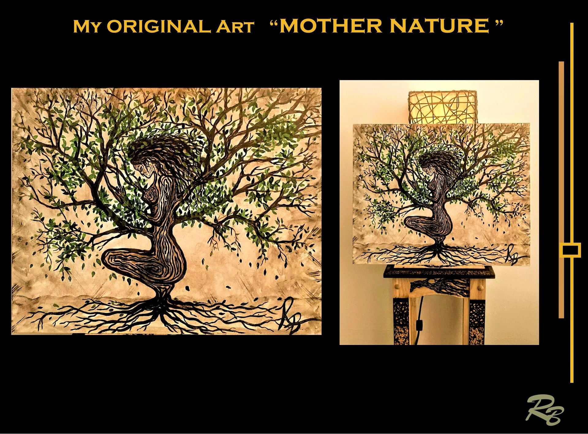 Zen Art, Original Painting, Woman Of The Forest, Tree Art, Wife Gift, Mother, Daughter, Gift, Healer