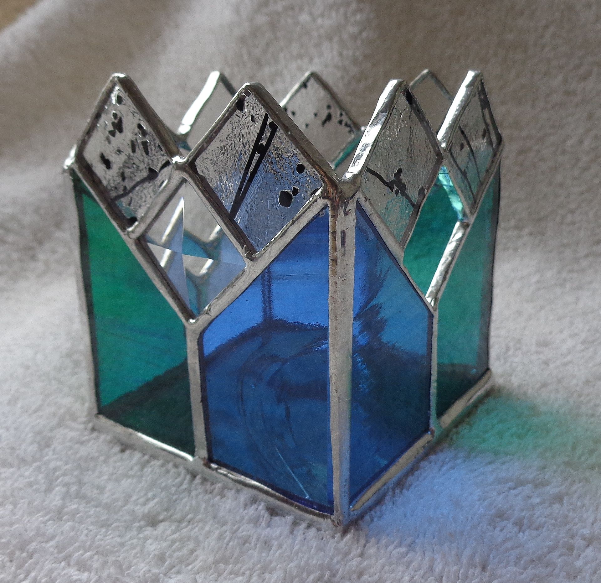 Blue/Green Tulip Style Candle Holder