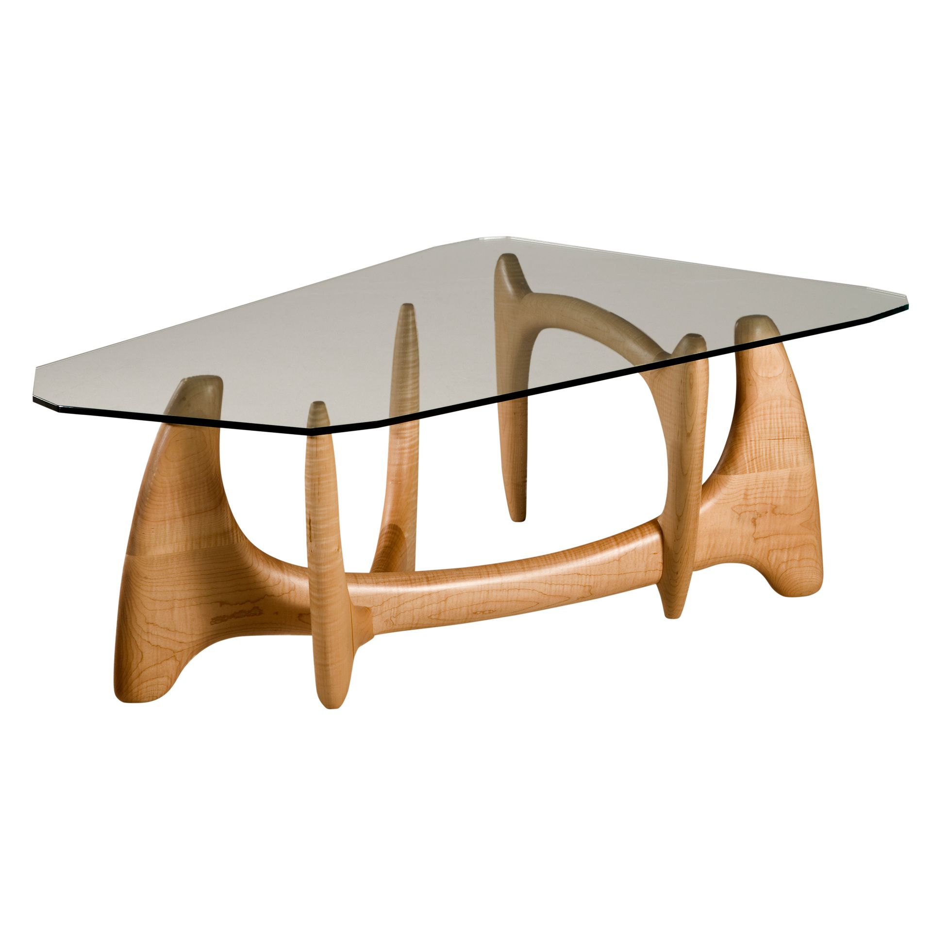 Midcentury Modern Coffee Table Base, Hand Carved In Padauk, Maple, Cherry Or Walnut 3