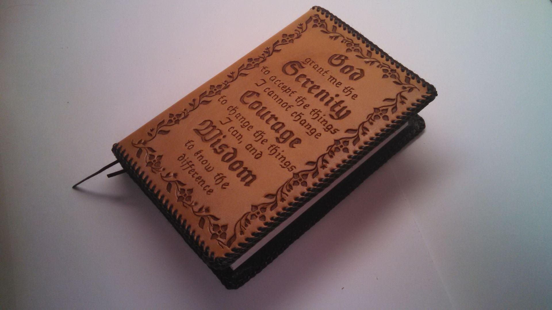 Leather Alcoholics Anonymous Big Book Cover With Serenity Prayer