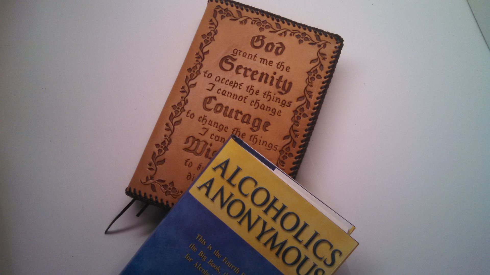 Leather Alcoholics Anonymous Big Book Cover With Serenity Prayer 2