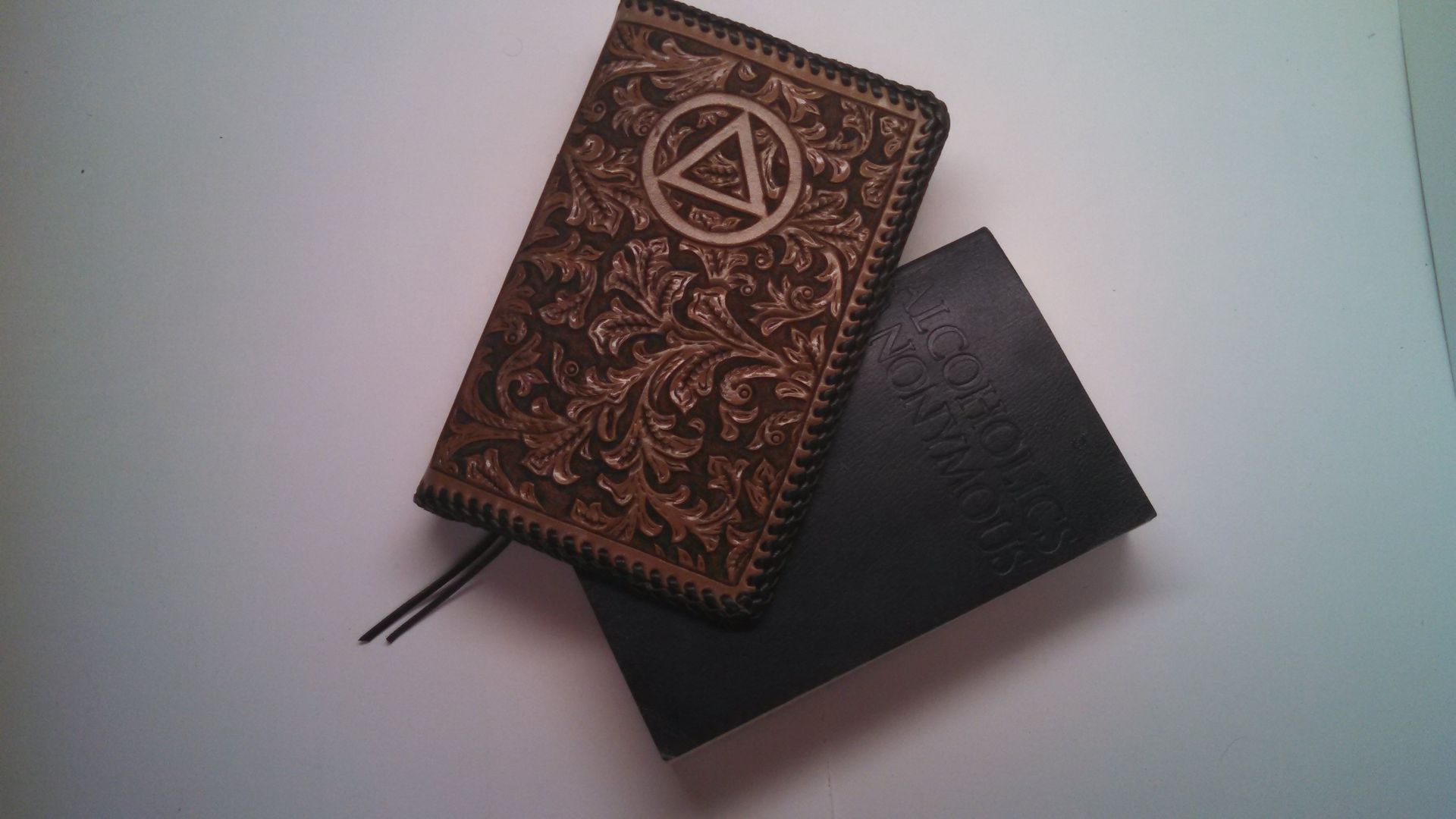 Leather Alcoholics Anonymous Big Book Cover With Serenity Prayer 2