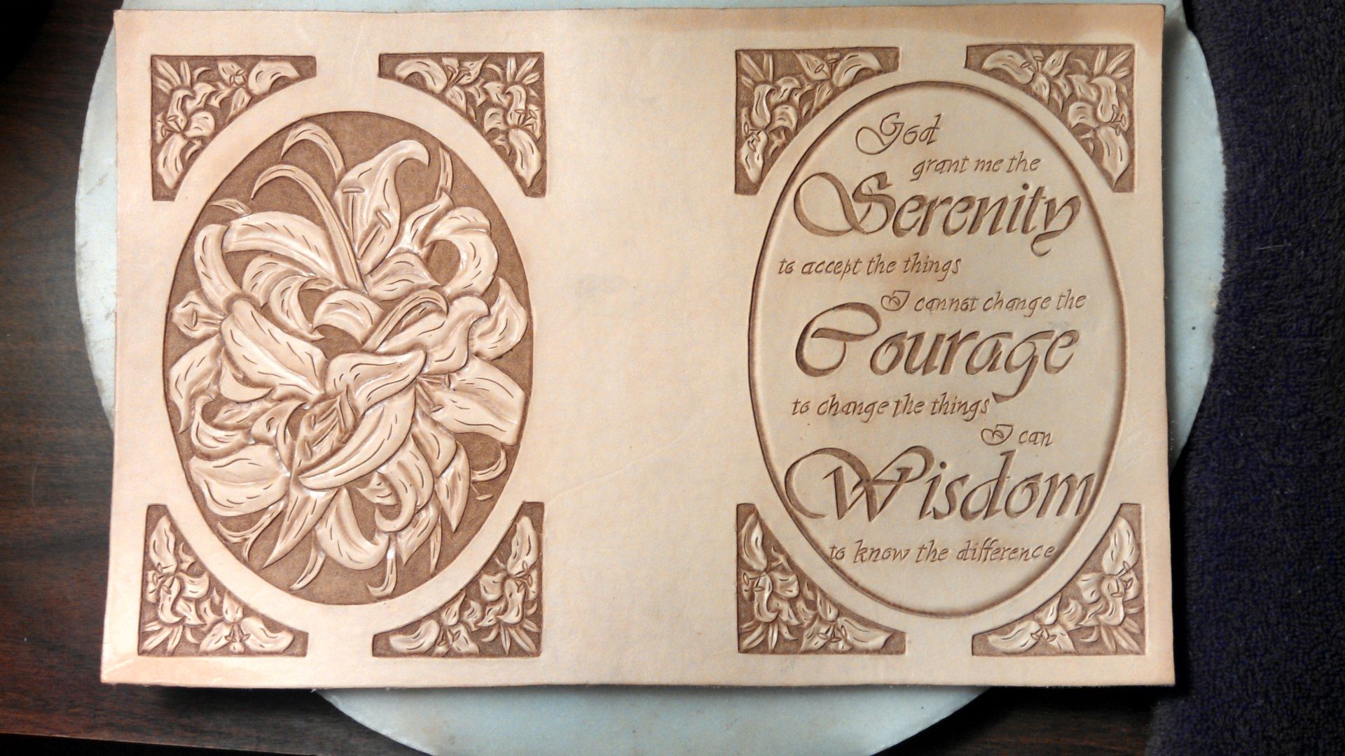 Leather Aa Big Book Cover With Serenity Prayer And Lillies 3