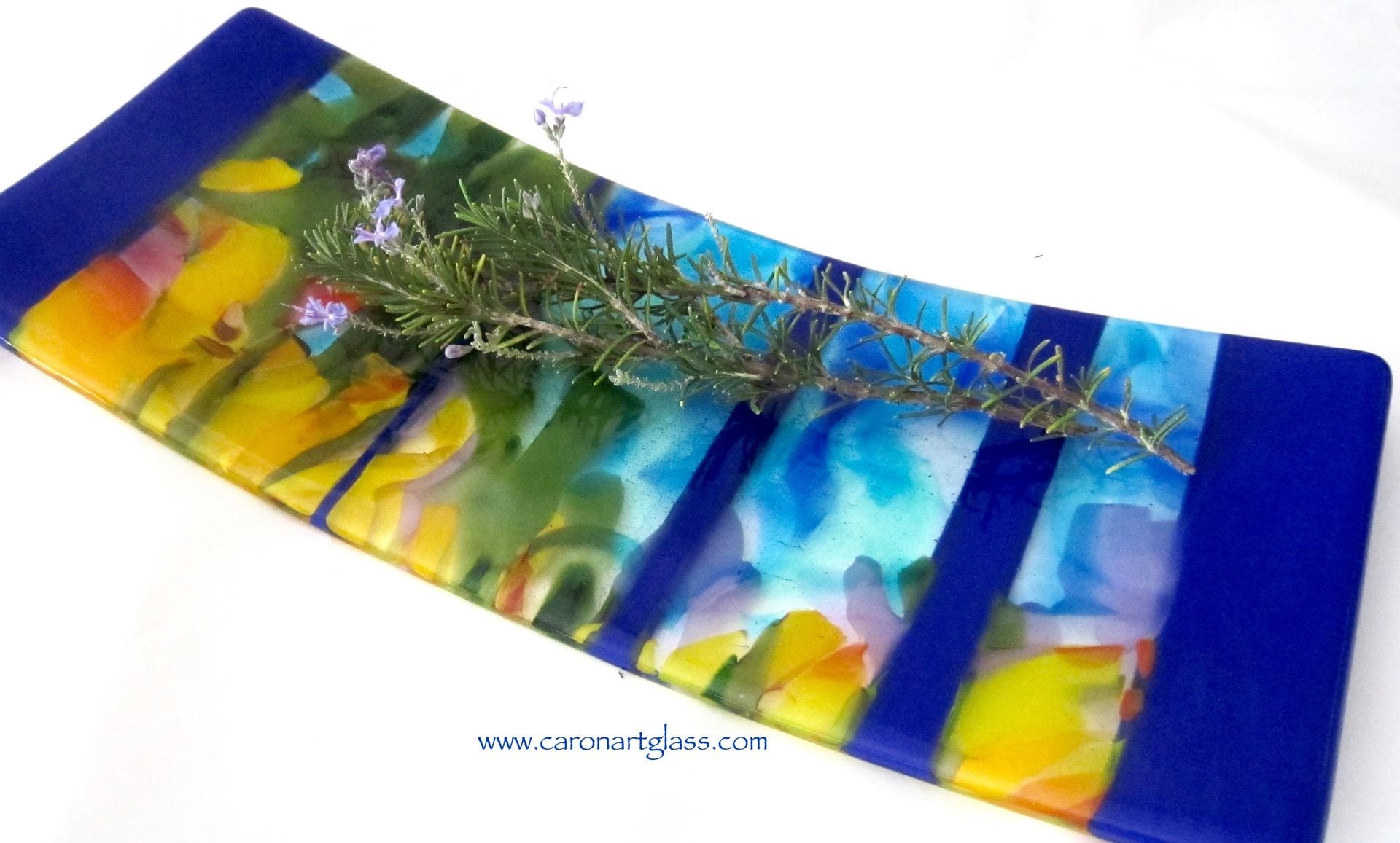 Modern Coastal Fused Glass Serving Platter Featuring Handmade Glass - Big Sur 3