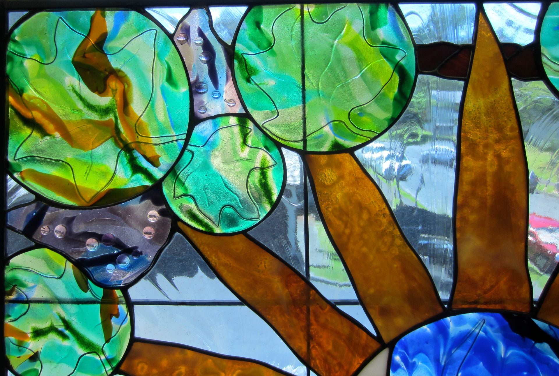 Vineyard Inspired Stained Glass Skylight Featuring Hand Made Glass - De Cep En Verre 2 