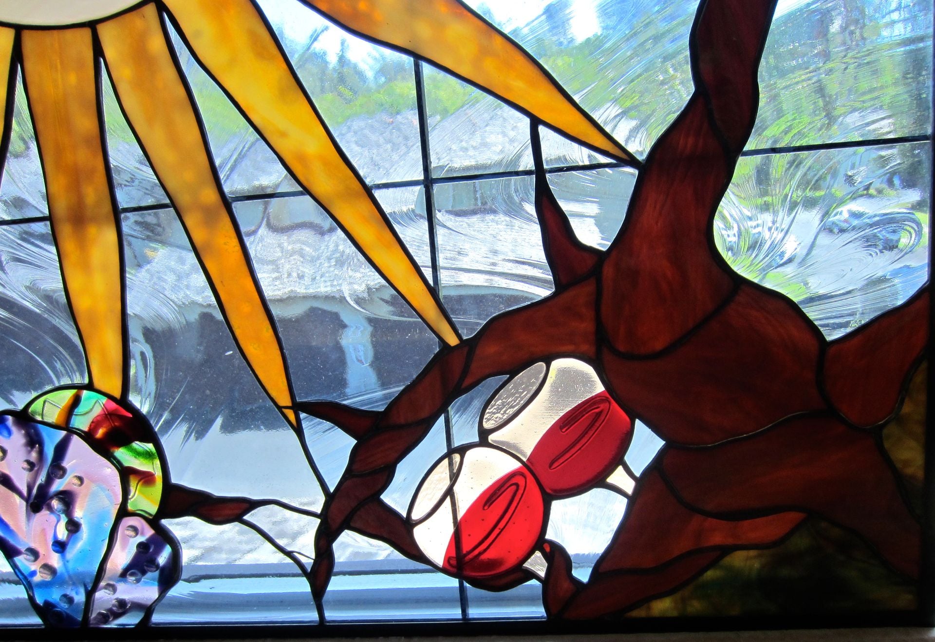 Vineyard Inspired Stained Glass Skylight Featuring Hand Made Glass - De Cep En Verre 3 