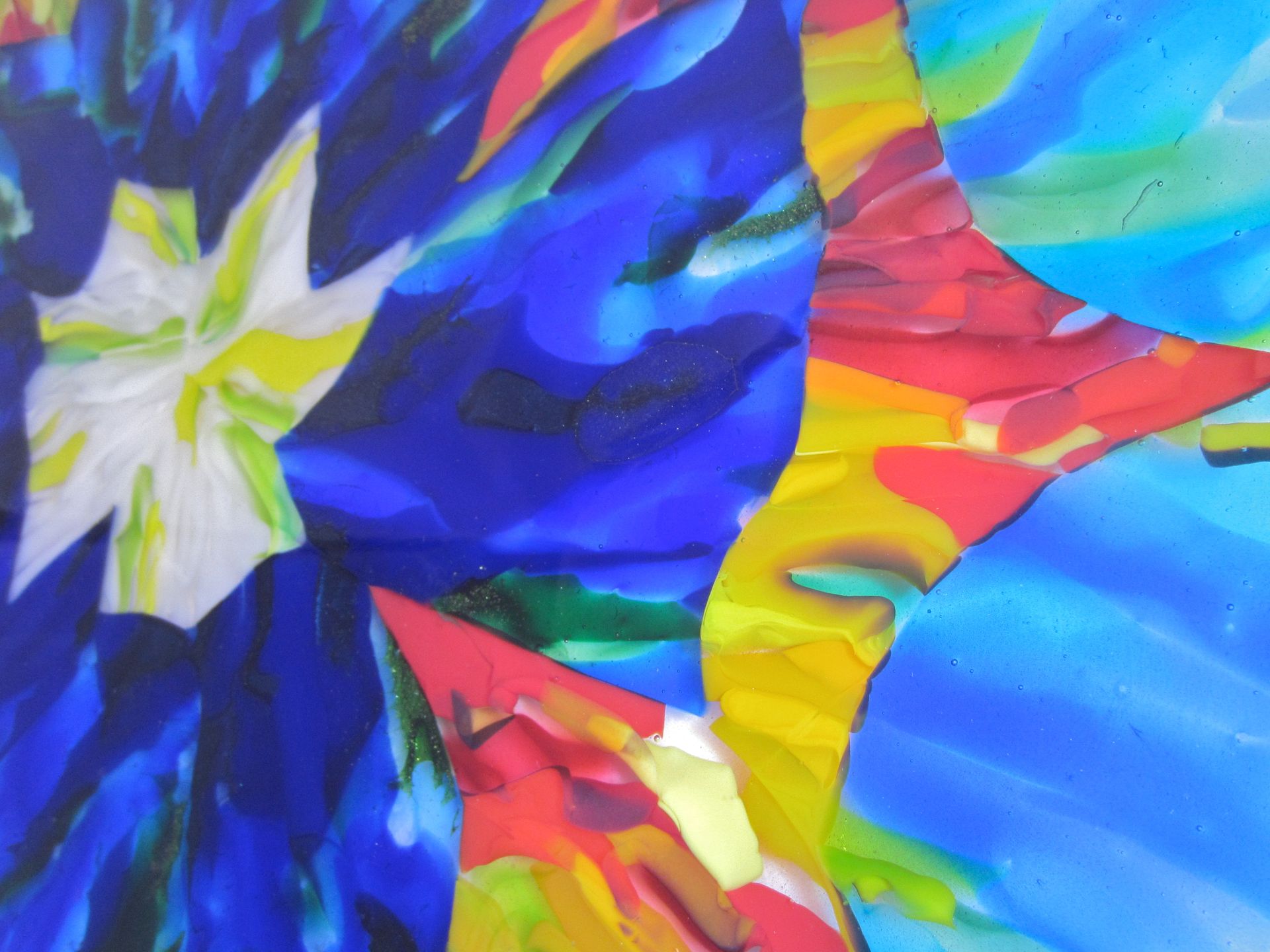Abstract Fused Glass Platter Featuring Handmade Glass - Starburst 4 