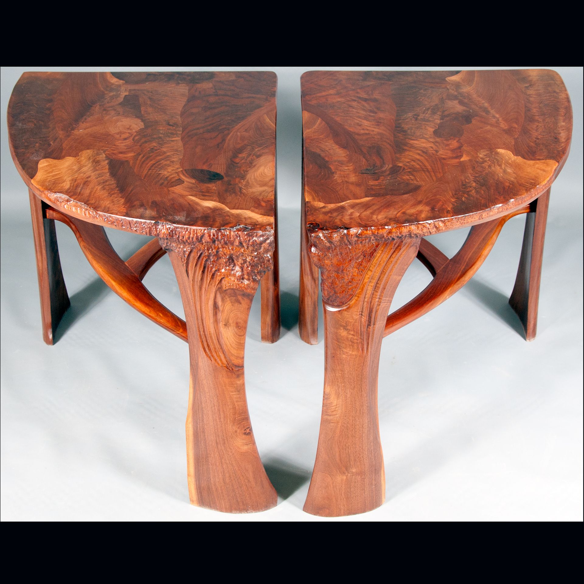 Abstract Organic Expressionism In Furniture™  Walnut Coffee Table With Matching End Tables