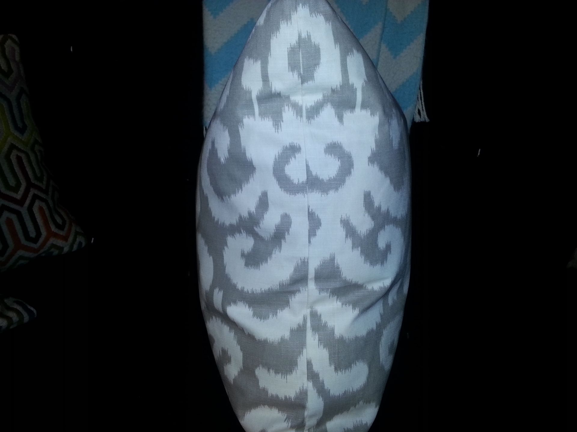 24 X 24 Square Pillow - Grey And Off-White Ikate Design 2