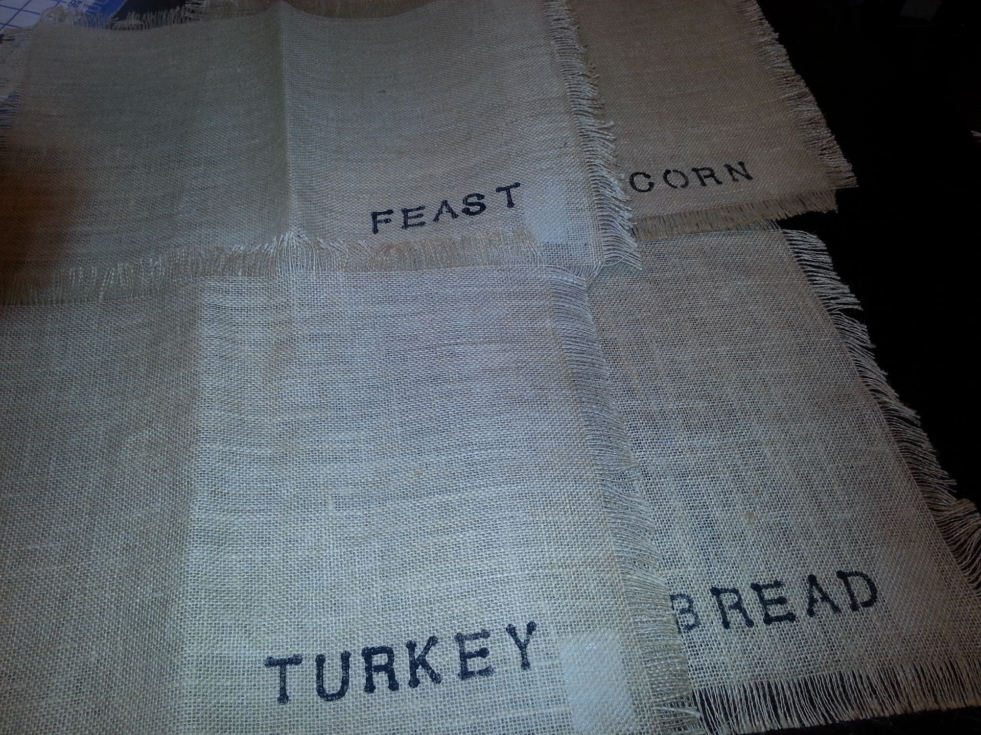 13 X 19 Burlap Place-Mats In Neutral Color...Fringed Edges