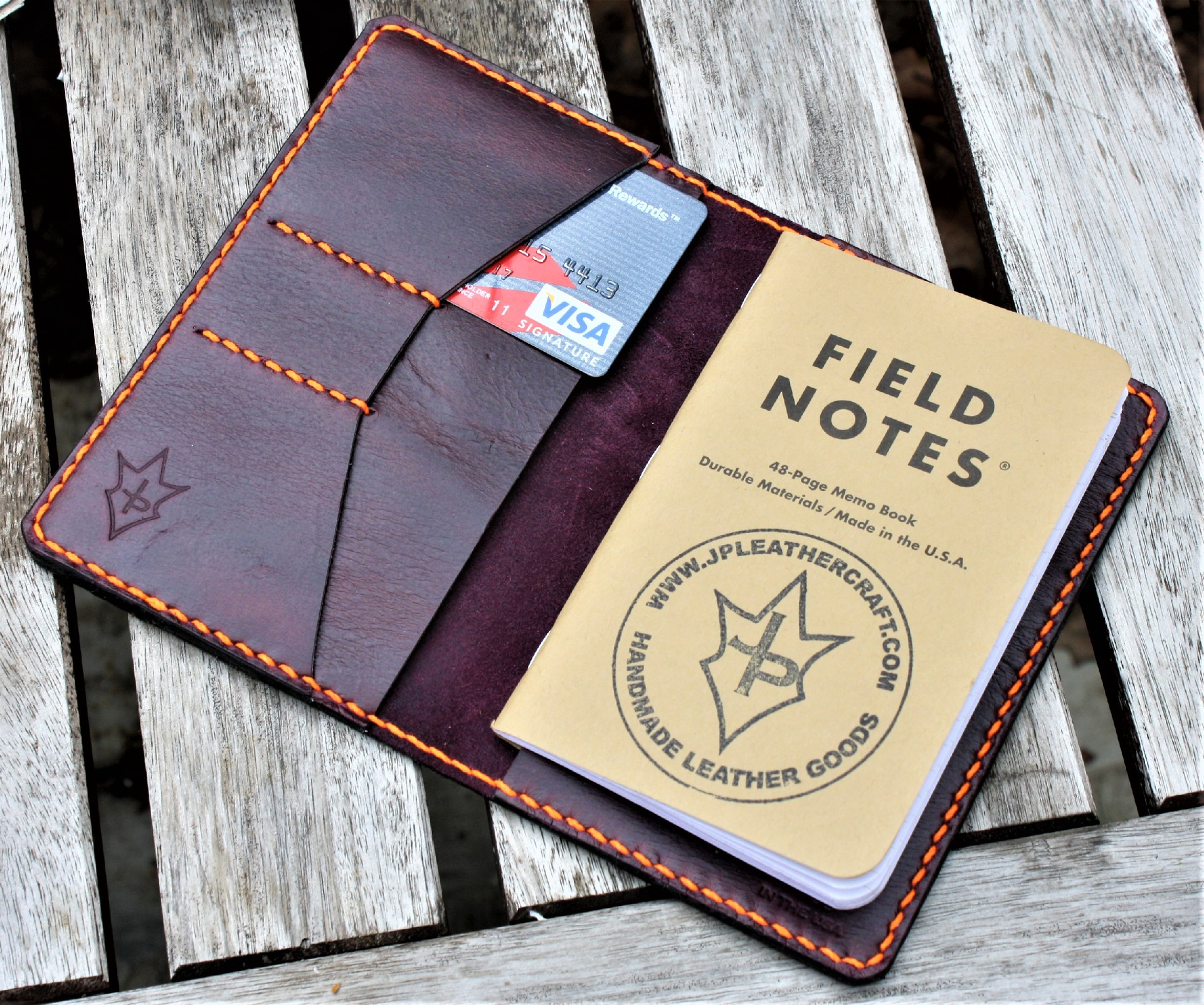 Handmade Cover For Field Notes Card Wallet Scribo Horween Leather Purple Cavalier