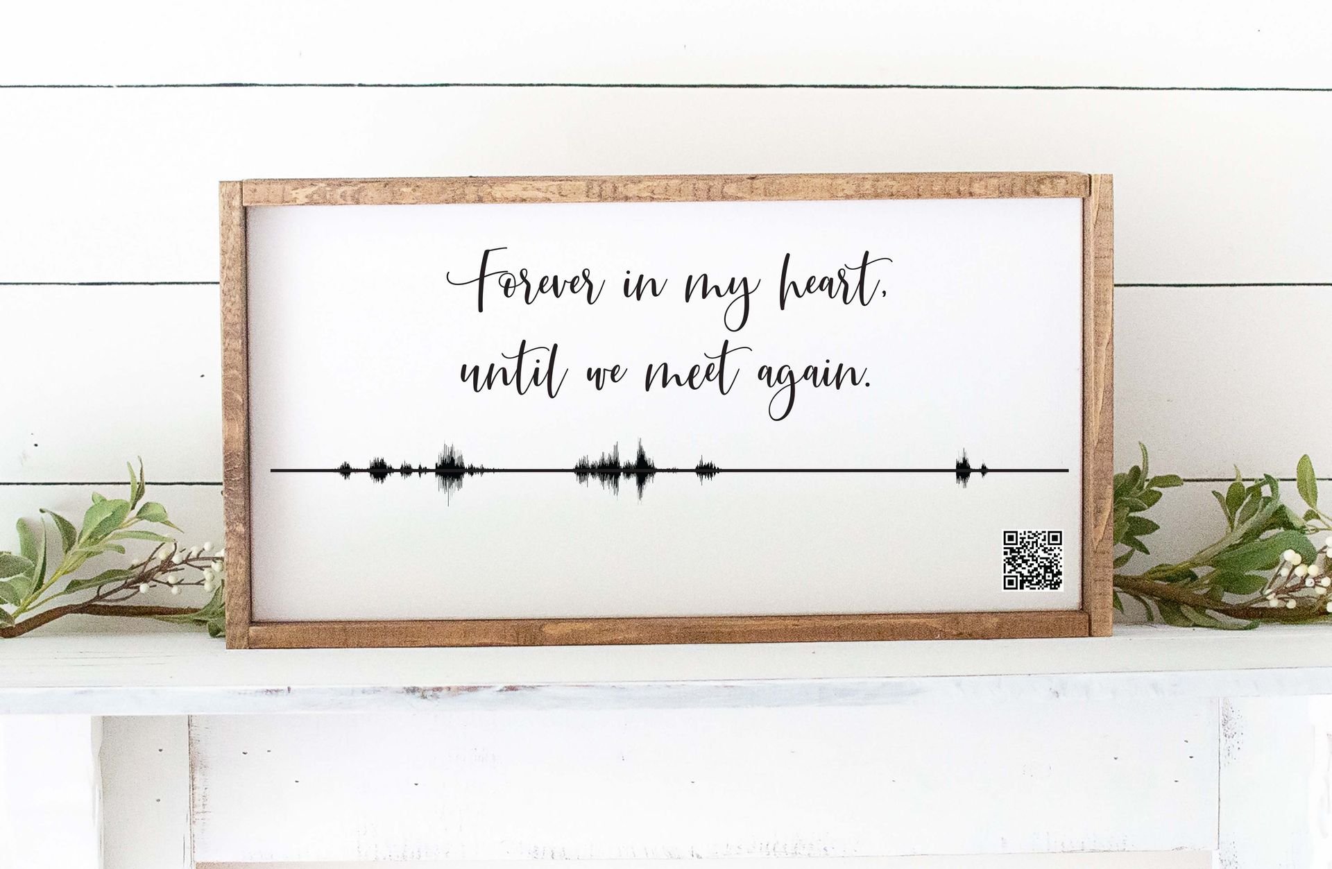 Personalized Soundwave With Qr Code Framed Wood Sign, Custom Voice Recording Memorial Sign 6