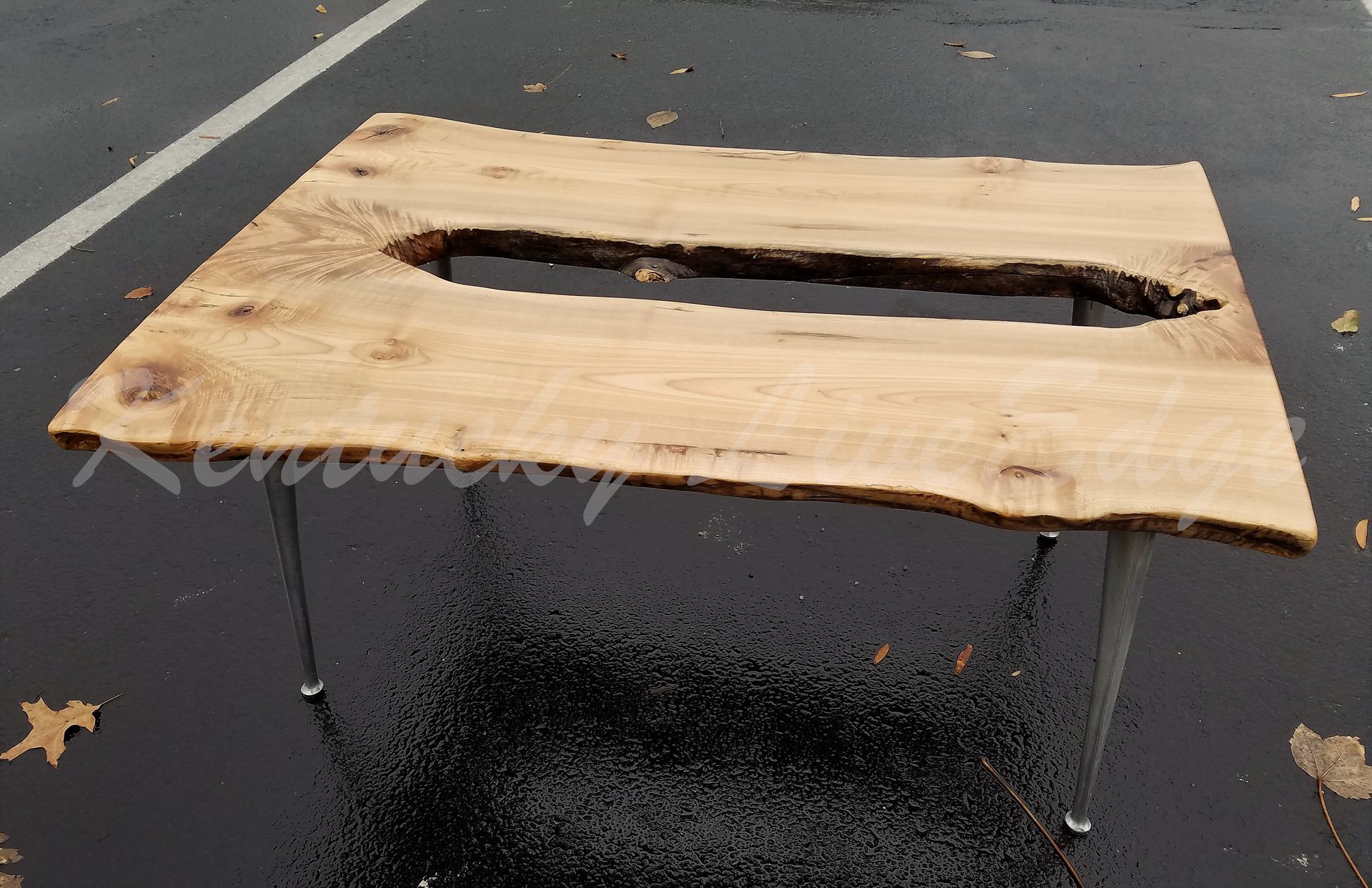 Live Edge Coffee Table- Maple Burl- Dual Slab Table- Modern- Rustic- Organic- Contemporary 4 