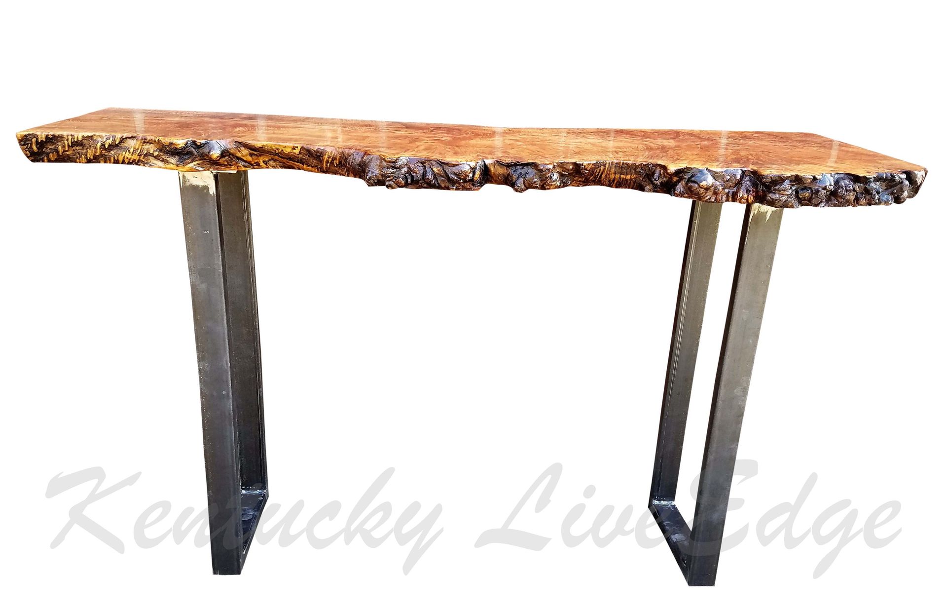 Sofa Table- Live Edge- Industrial Table- Console Table- Desk- Natural Wood- Modern- Big Leaf Burl 2 