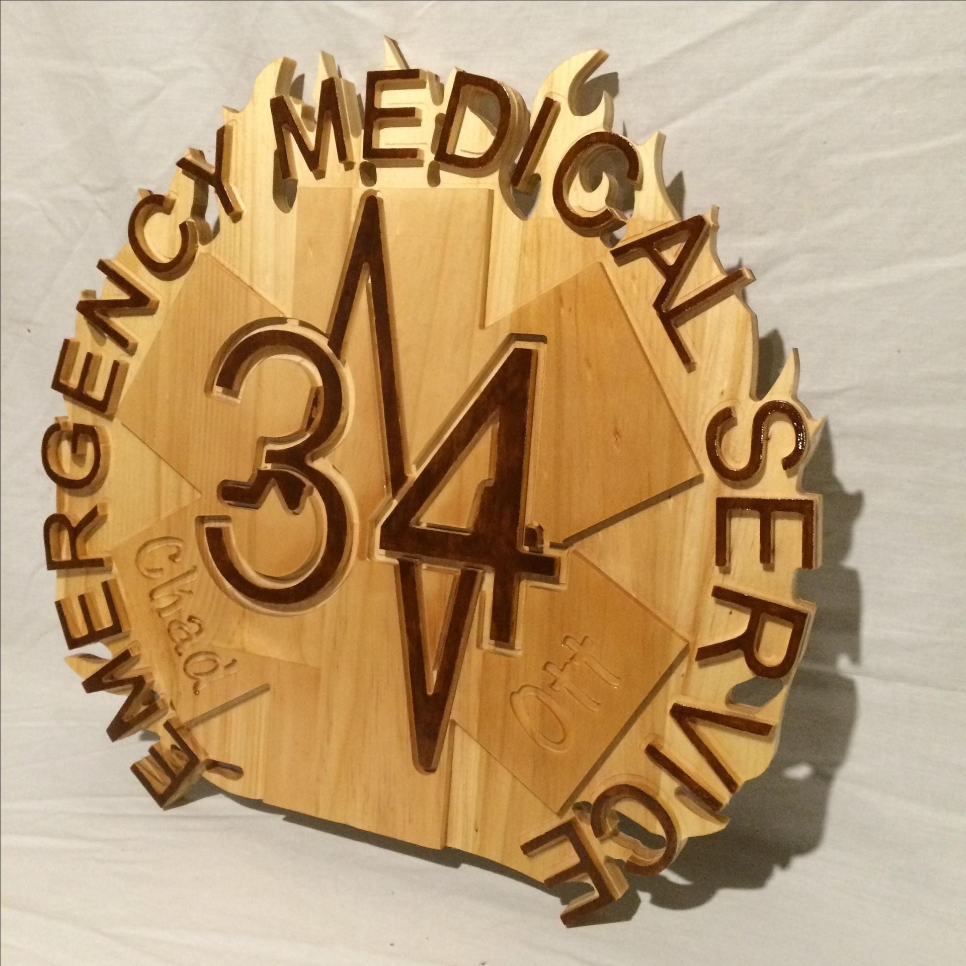Ems Personalized Art Plaque With Engraved Name Wood Carving Sign 2 