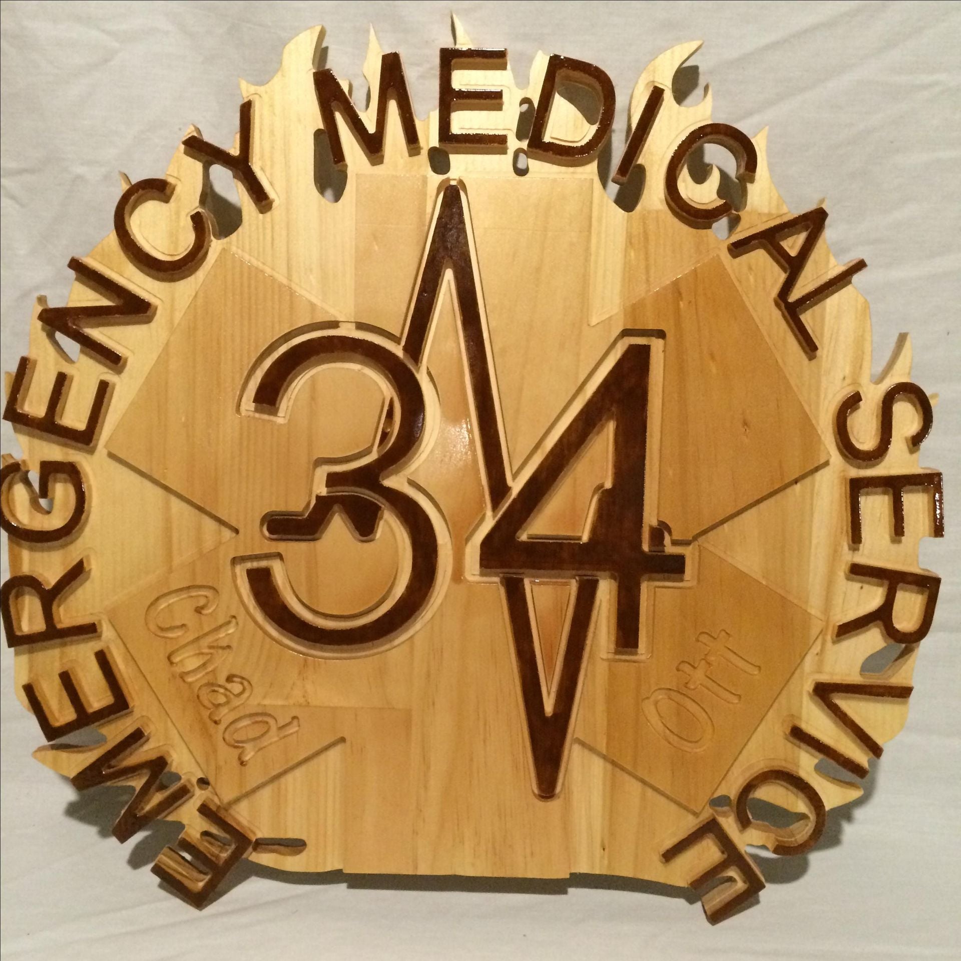 Ems Personalized Art Plaque With Engraved Name Wood Carving Sign 6 