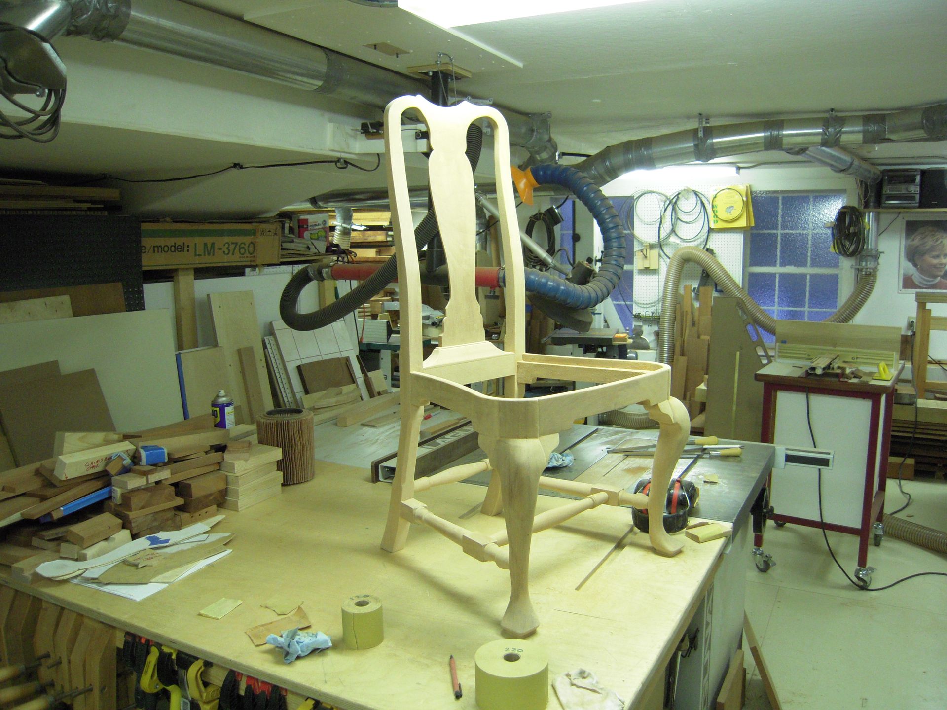 Chair, Queen Anne Style, Solid Mahogany, Shellac/Wax 5