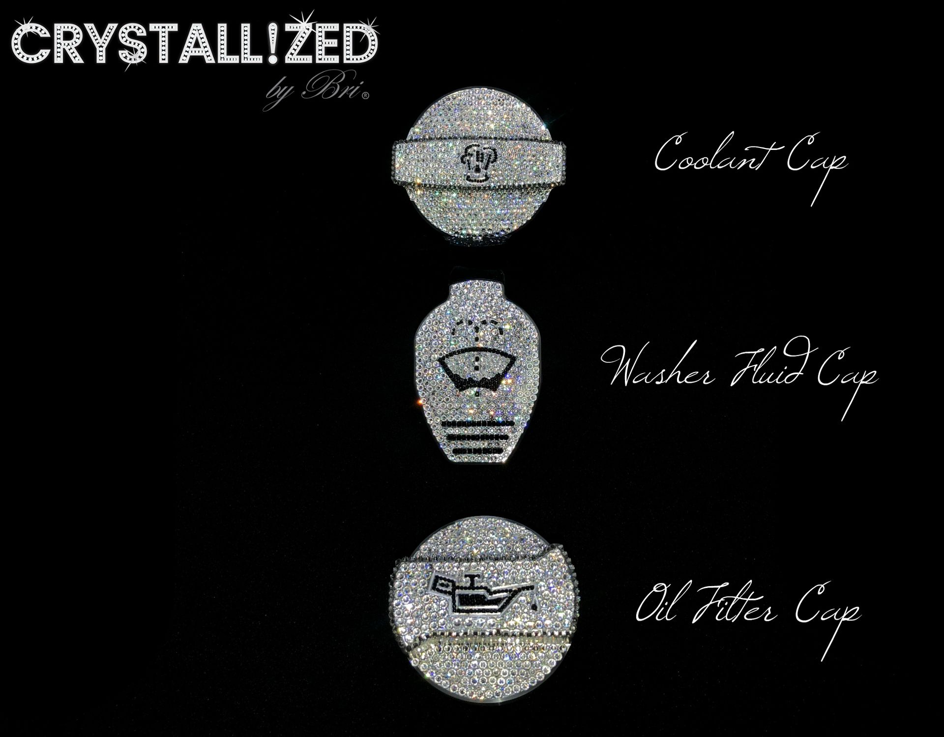 Engine Caps Crystallized Car Bling Genuine European Crystals Bedazzled 2 