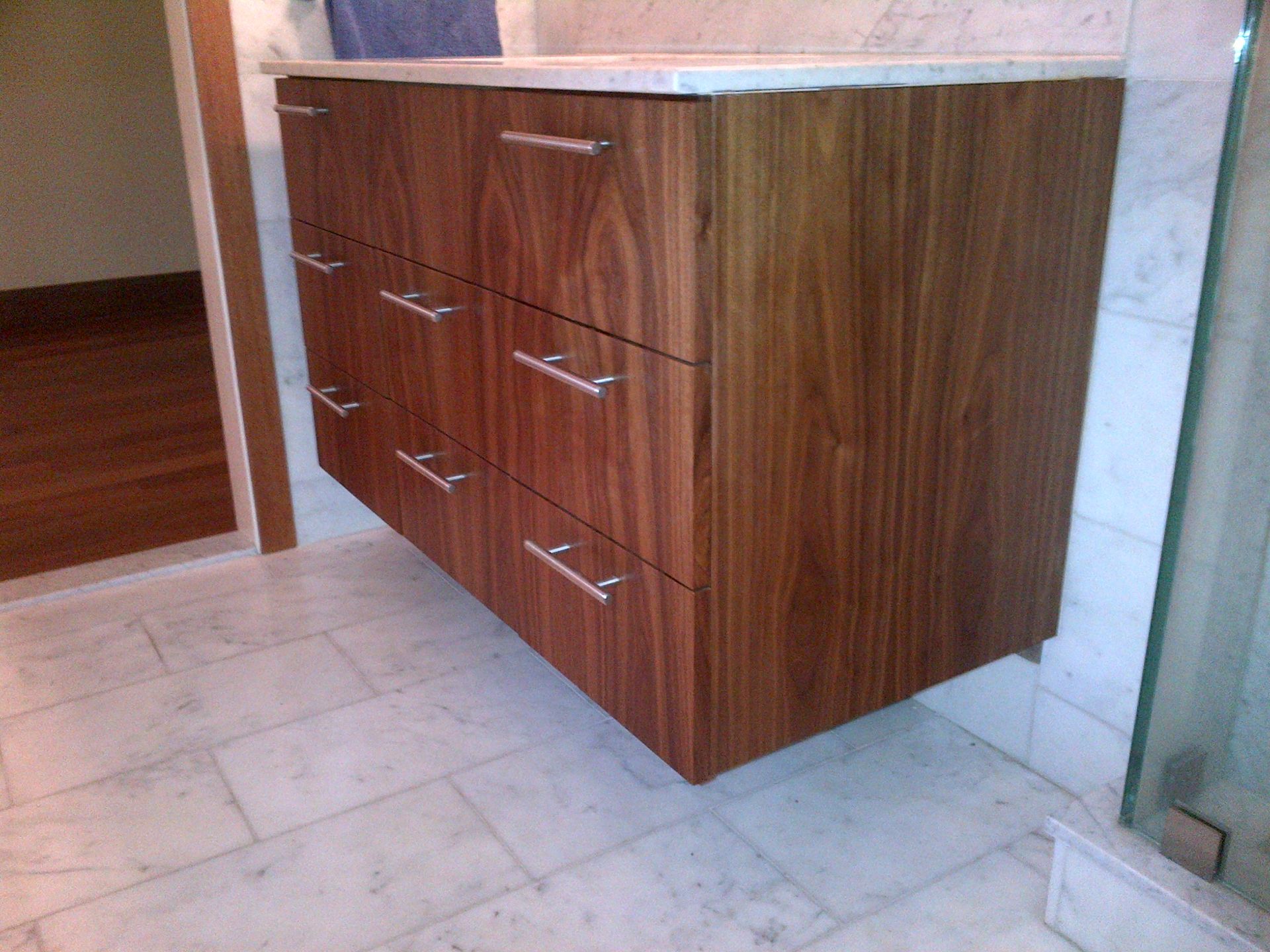 Floating Vanity And Wall Panels In Black Walnut. 2 