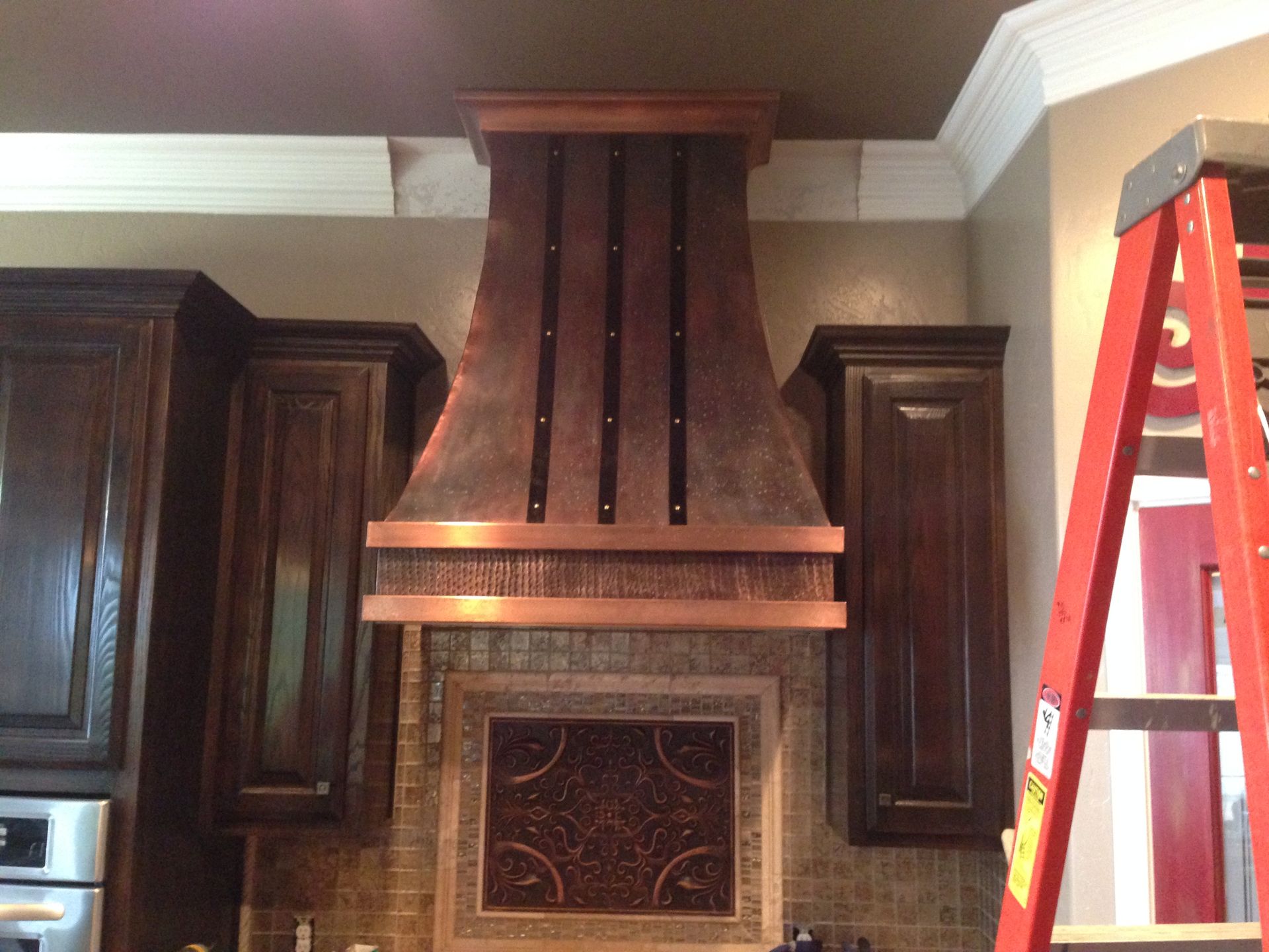 Copper Range Hood With Iron Straps 4 