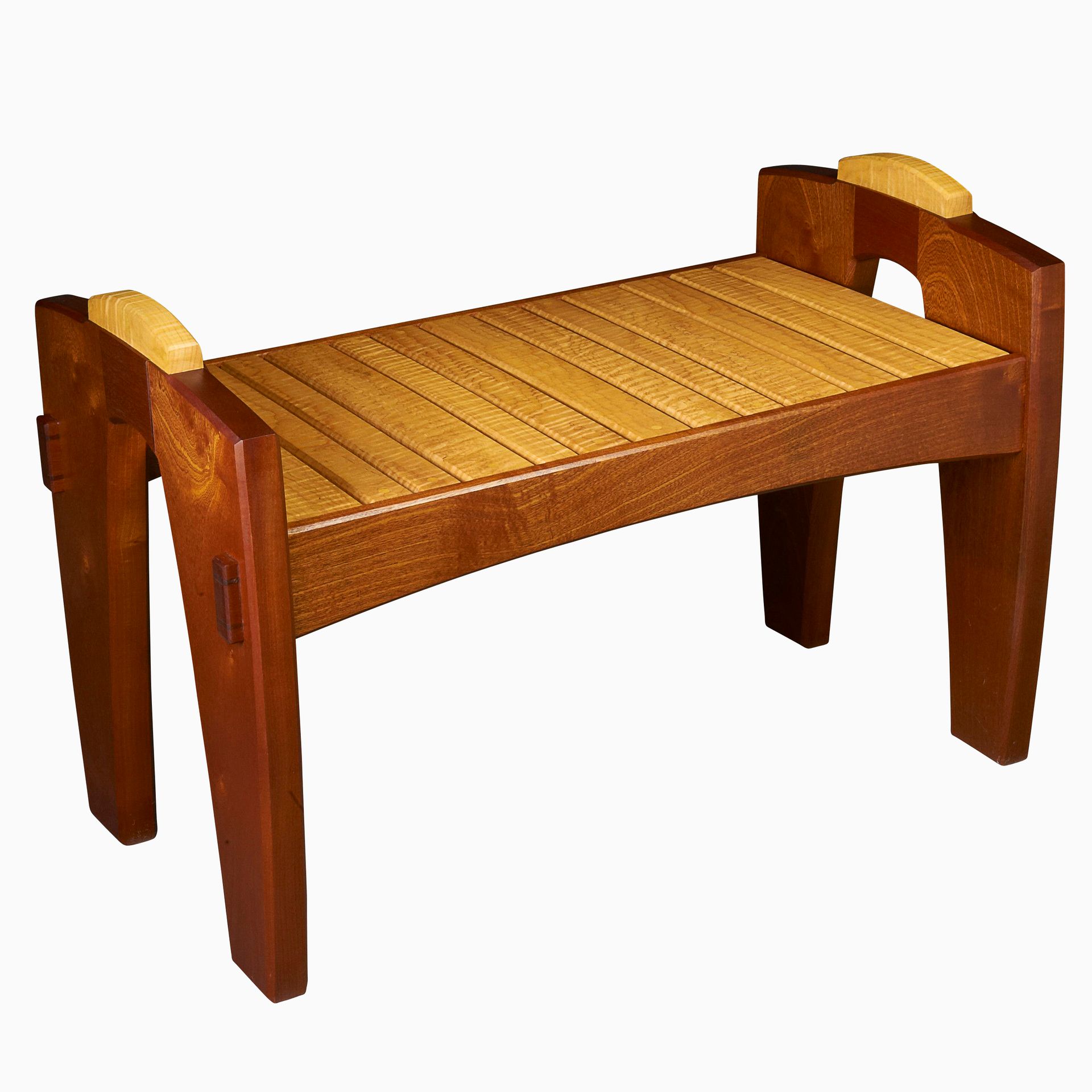 Contemporary Slatted Bench With Handles