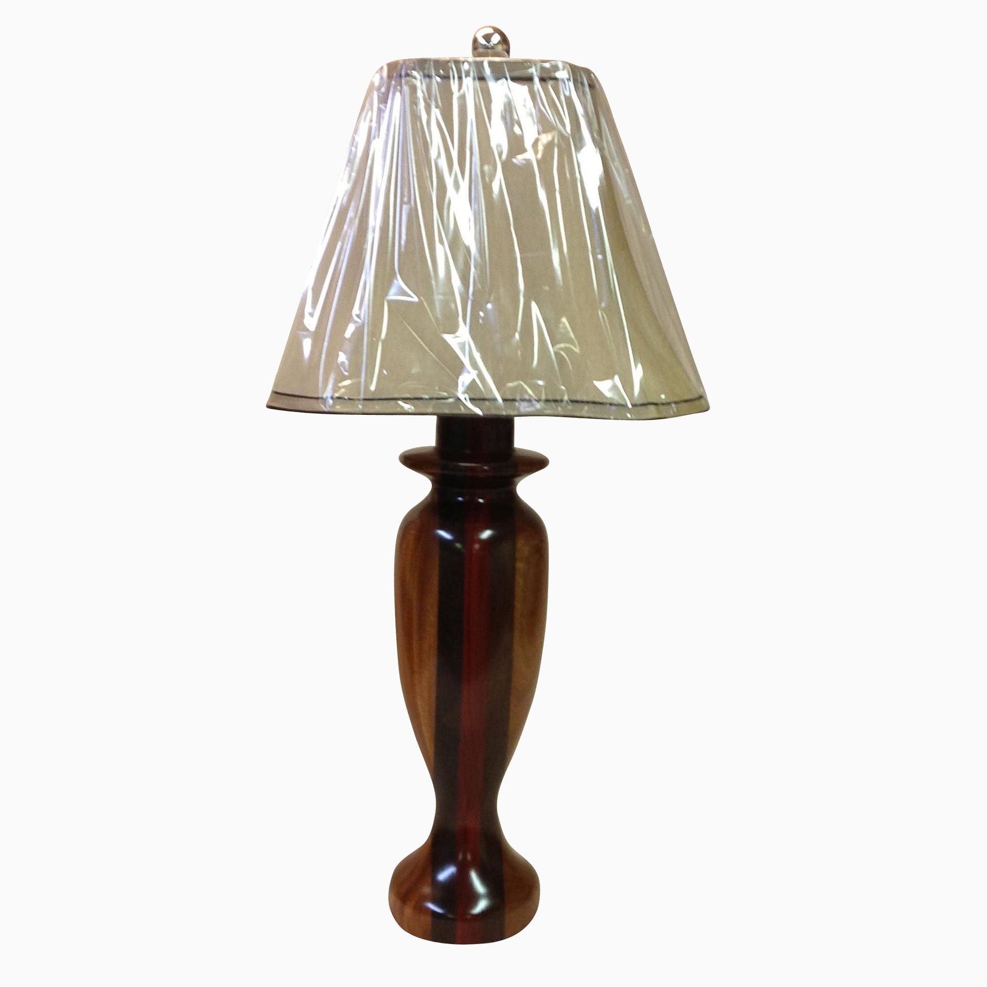 Handmade Mahogany, Peruvian Walnut And Padouk Wood Table Lamp