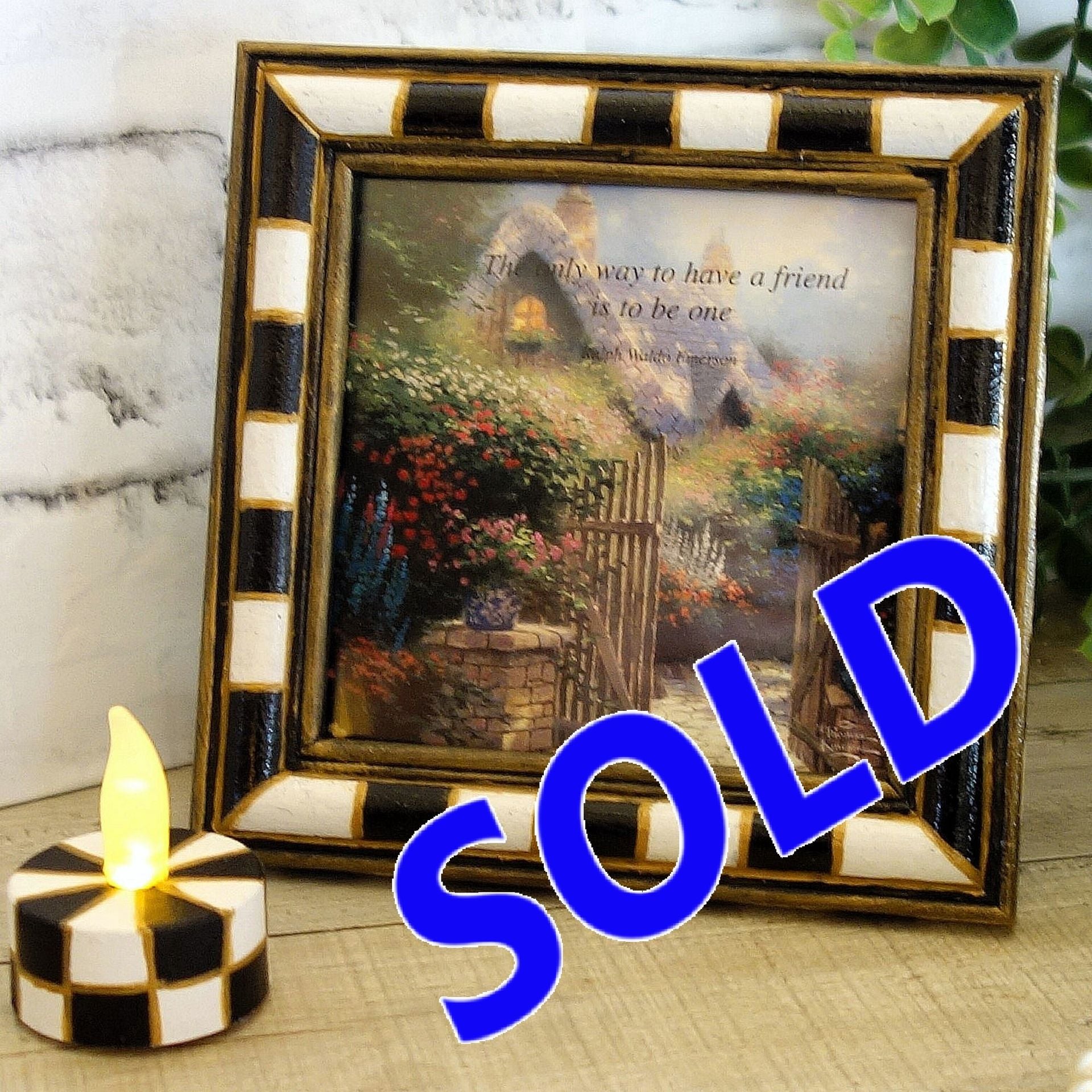 Courtly Picture Thomas Kinkade Print Checked Picture And Checked Tealight Candle 1 