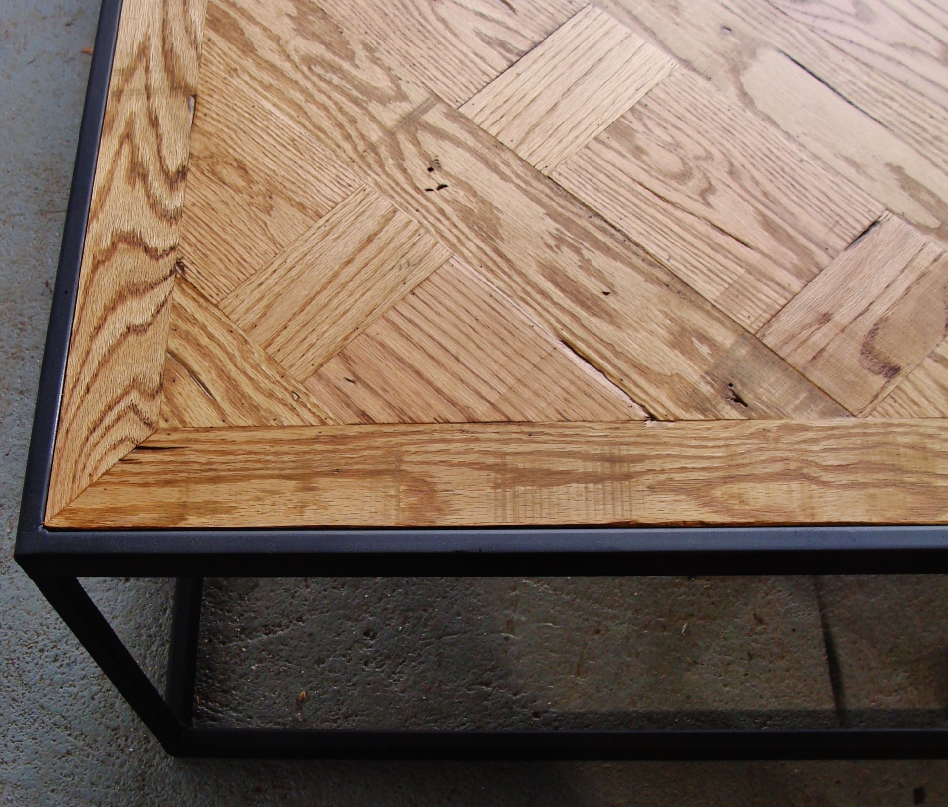 Steel And Wood Coffee Table - Parquet Style 2 