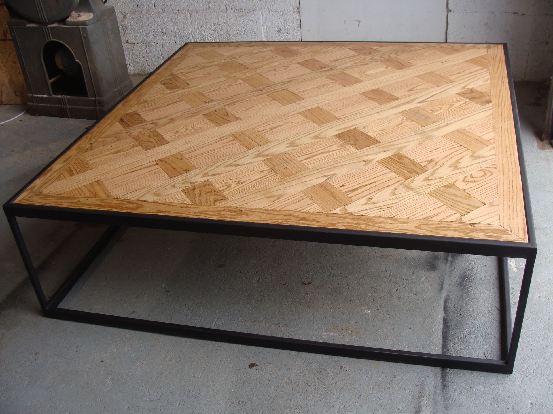 Steel And Wood Coffee Table - Parquet Style 3 