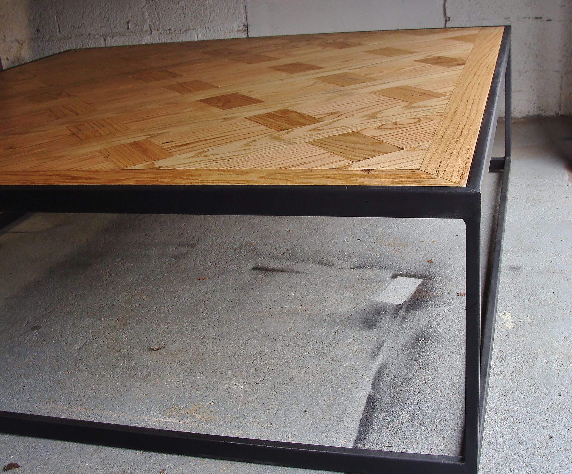 Steel And Wood Coffee Table - Parquet Style 4 