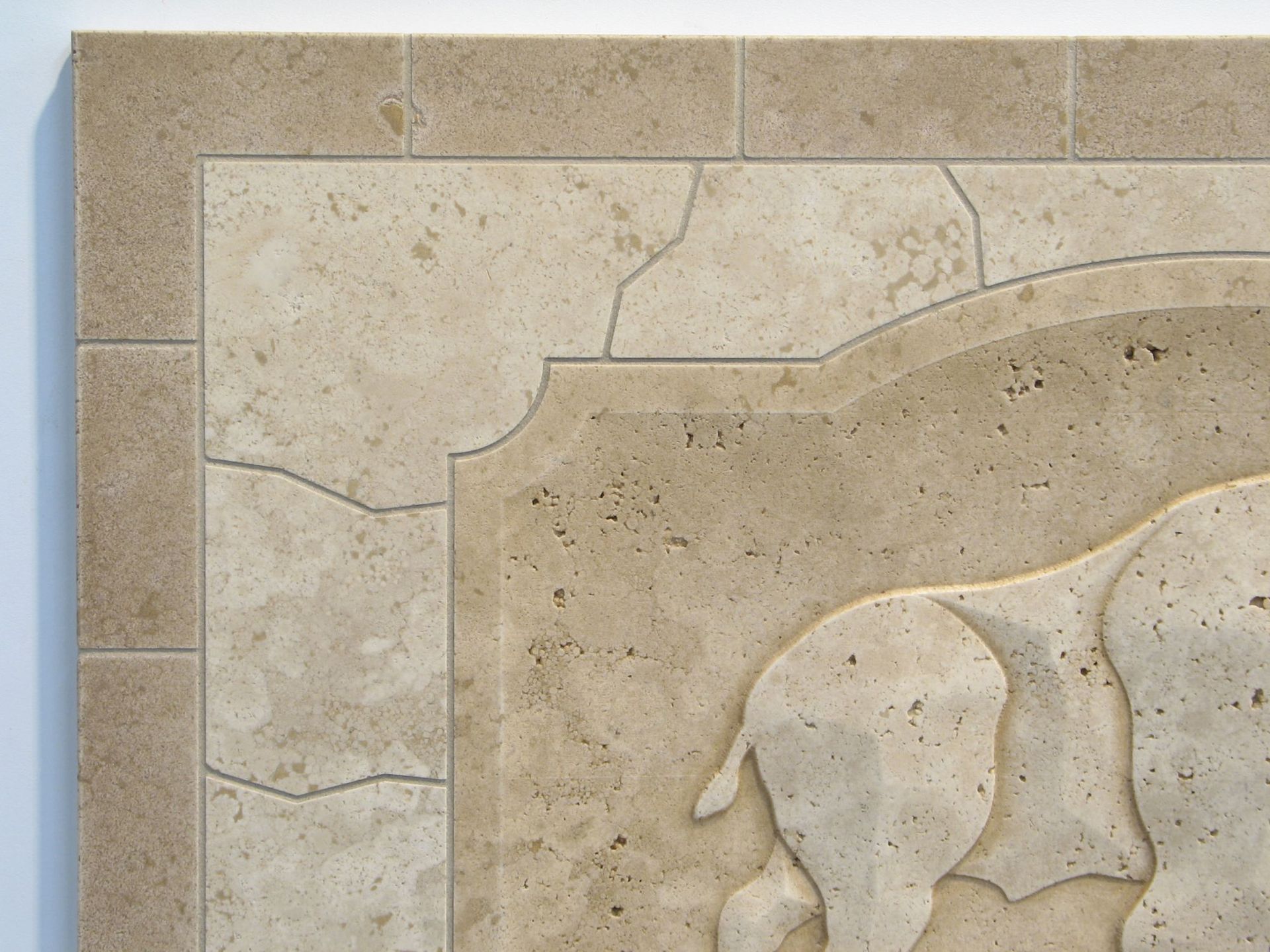Carved Buffalo Monolithic Mosaic Tile Mural 16" X 24" 5