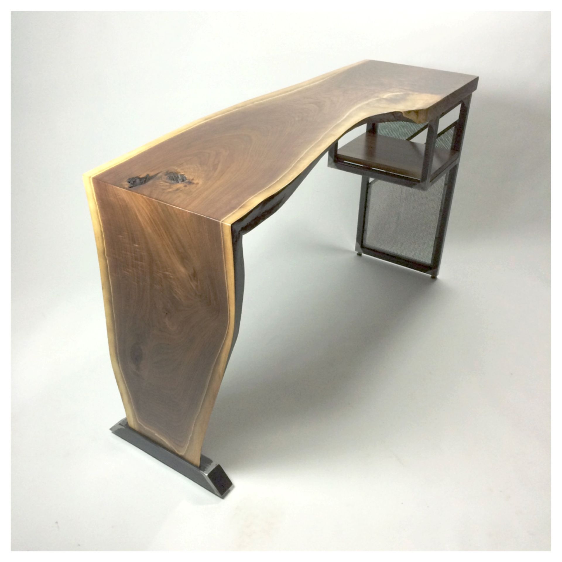 Live Edge Waterfall Desk Modern Industrial Steel Wood 4