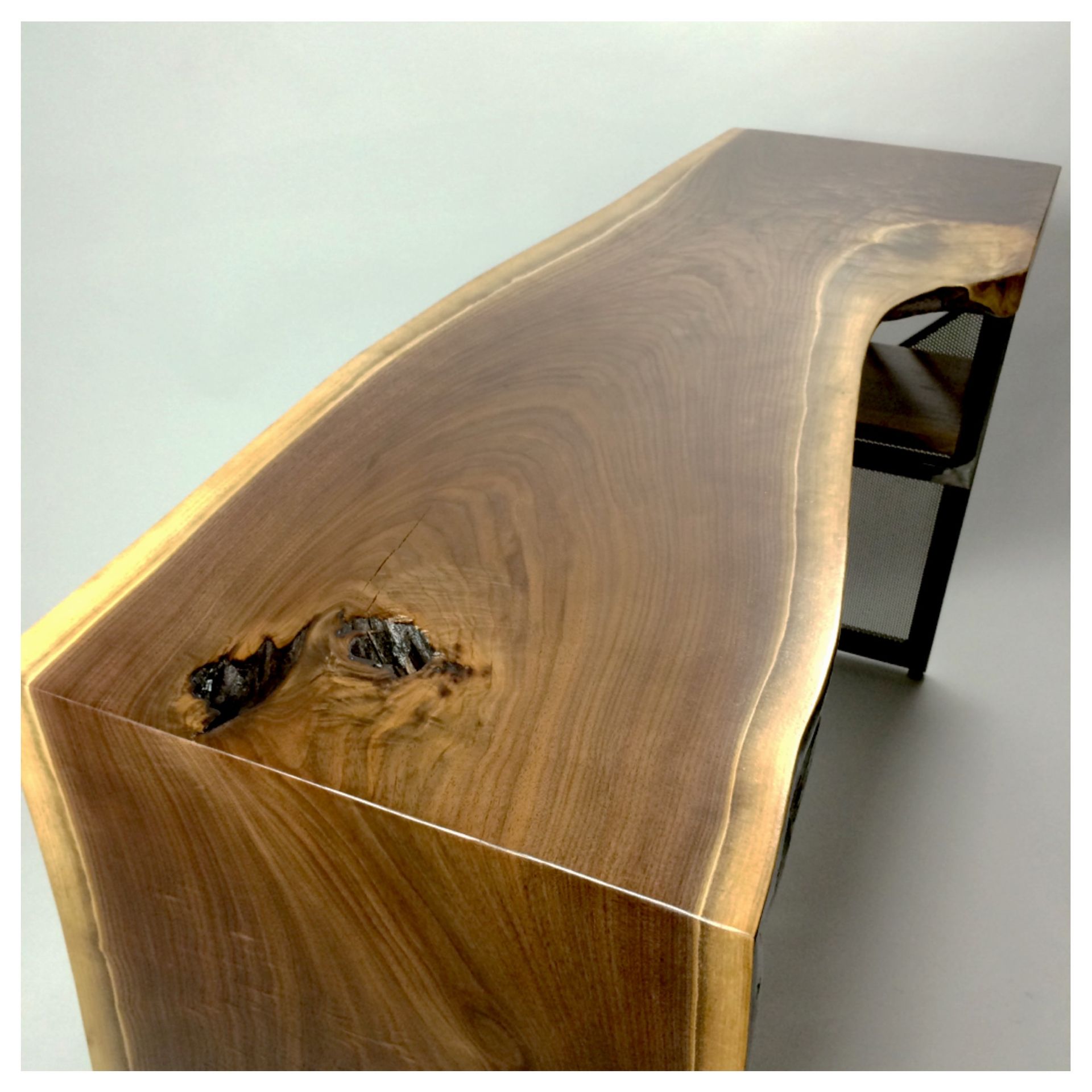 Live Edge Waterfall Desk Modern Industrial Steel Wood 6