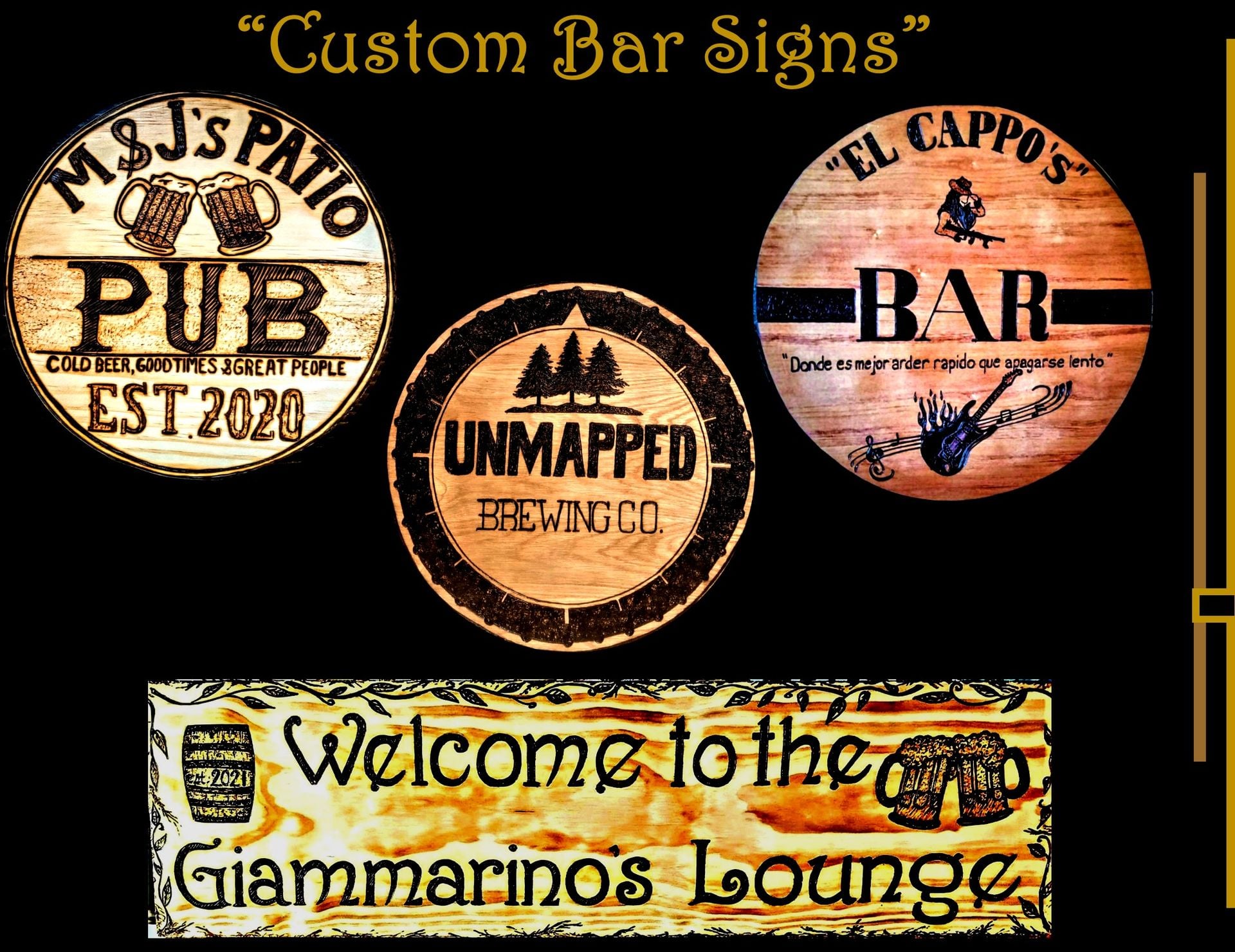 Bar Sign, Pub Sign, Wood Signs, Custom, Hand Created, Designed For You 1