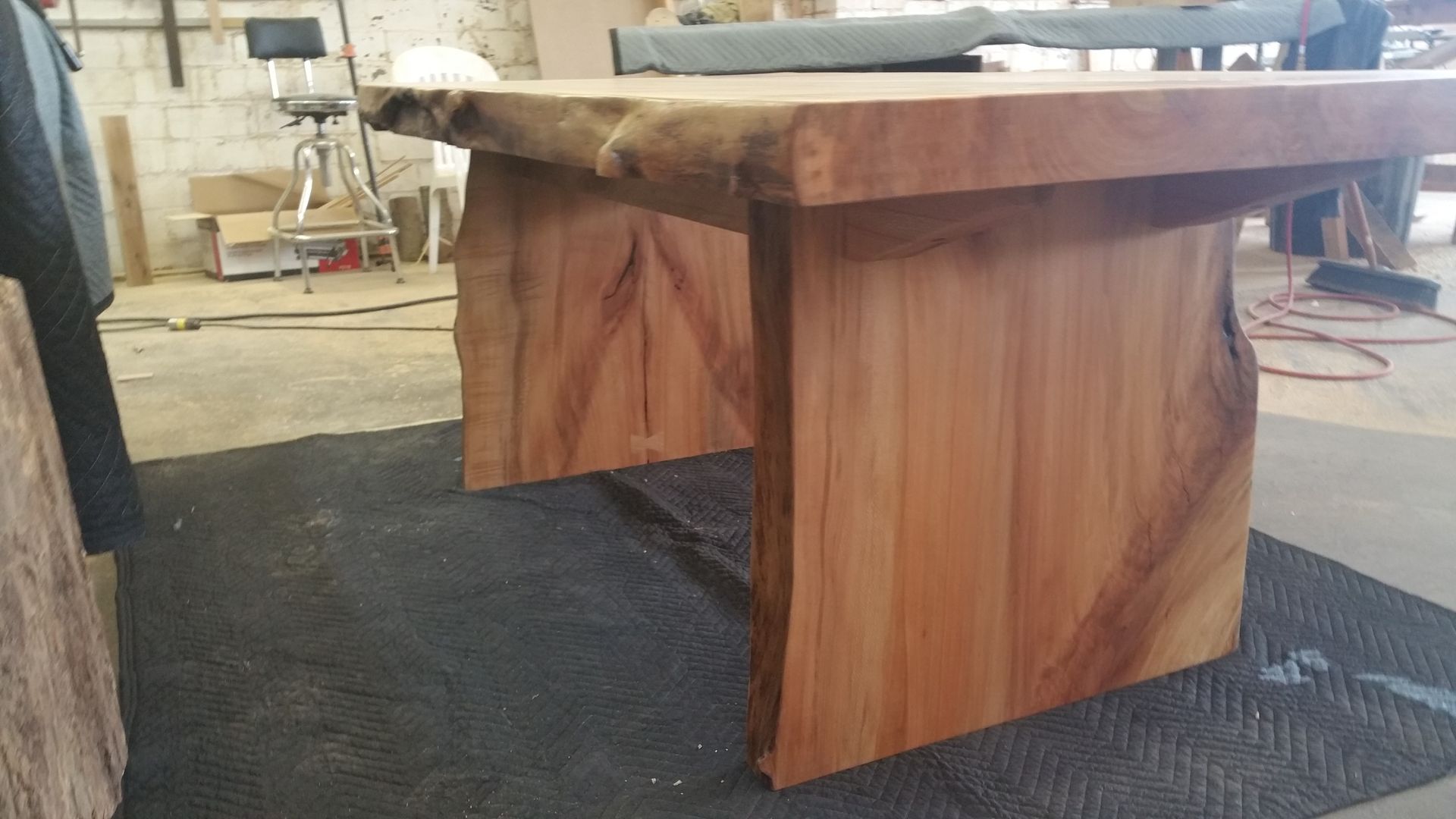 Custom 2-Slab Live Edge Sycamore Dining Table With Slab Legs 5 