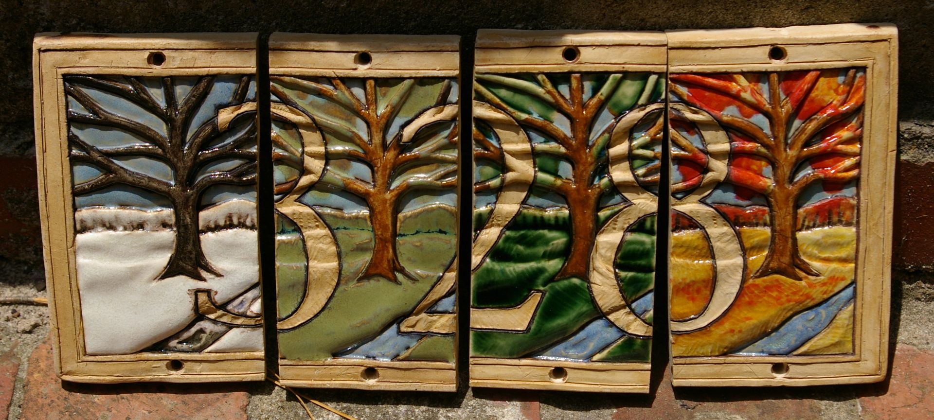 Custom House Numbers- Four Season Tree Tiles 2 