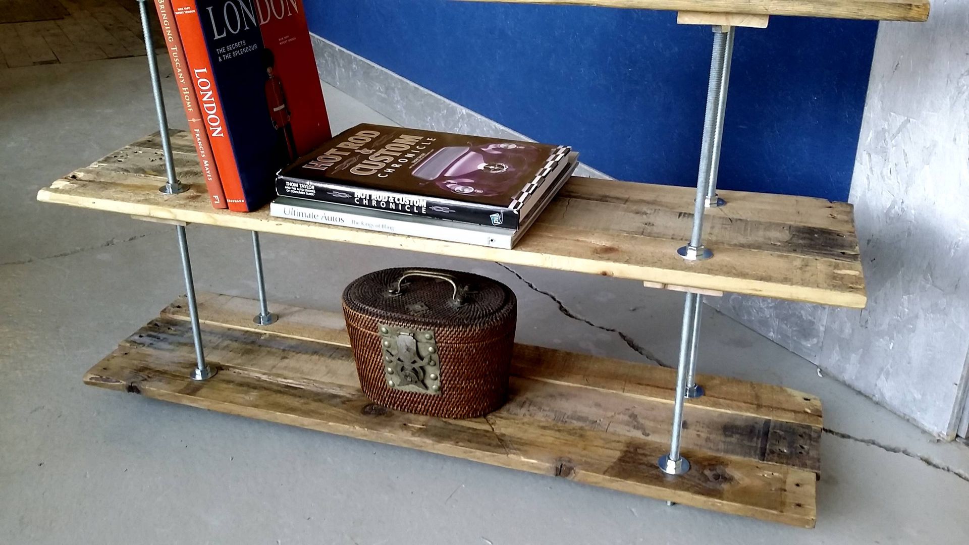 Vintage Pallet 4 Shelf Unit Industrial Style With Adjustable Legs 2