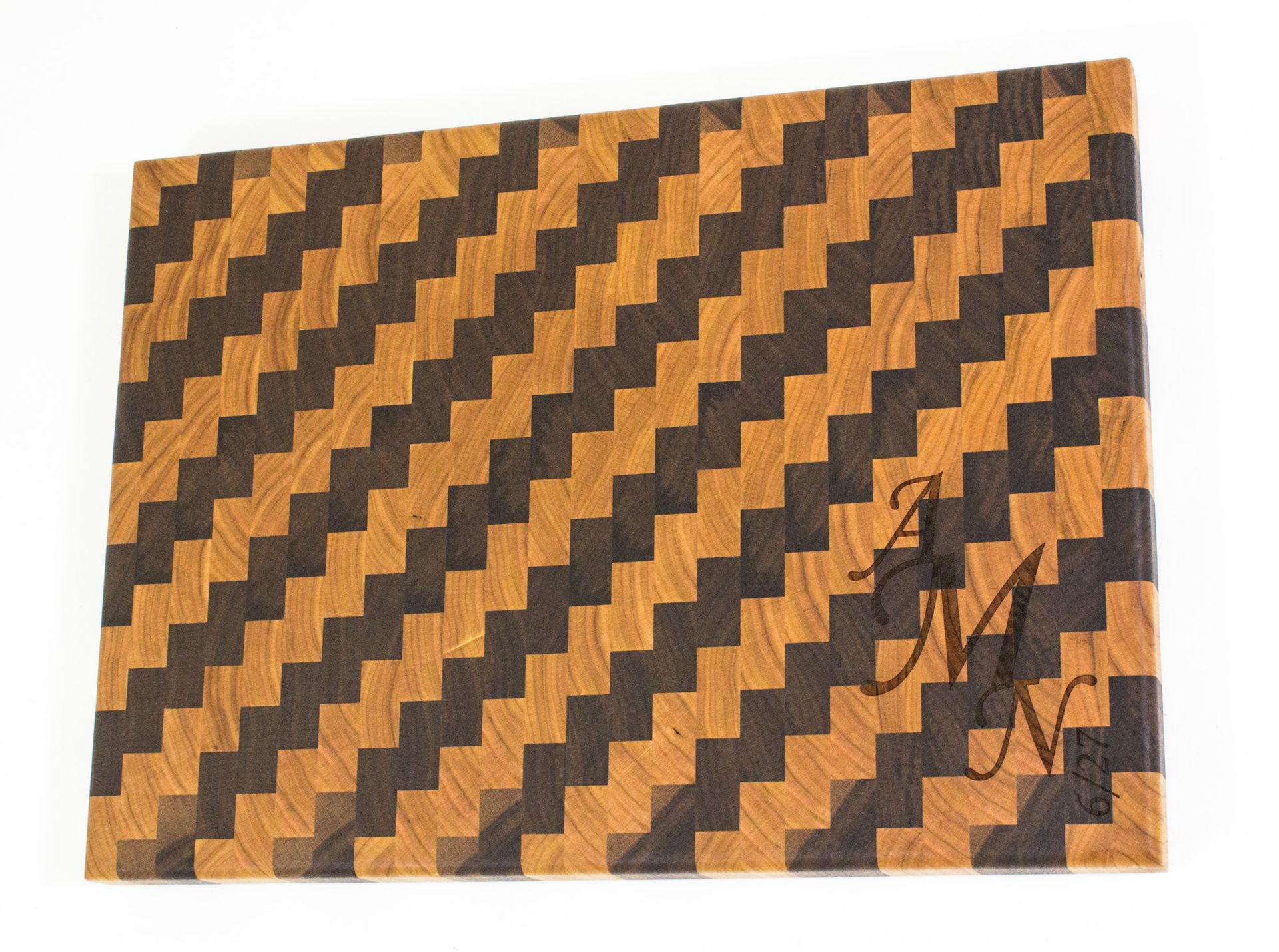 Custom Engraved Cherry And Walnut End Grain Cutting Board