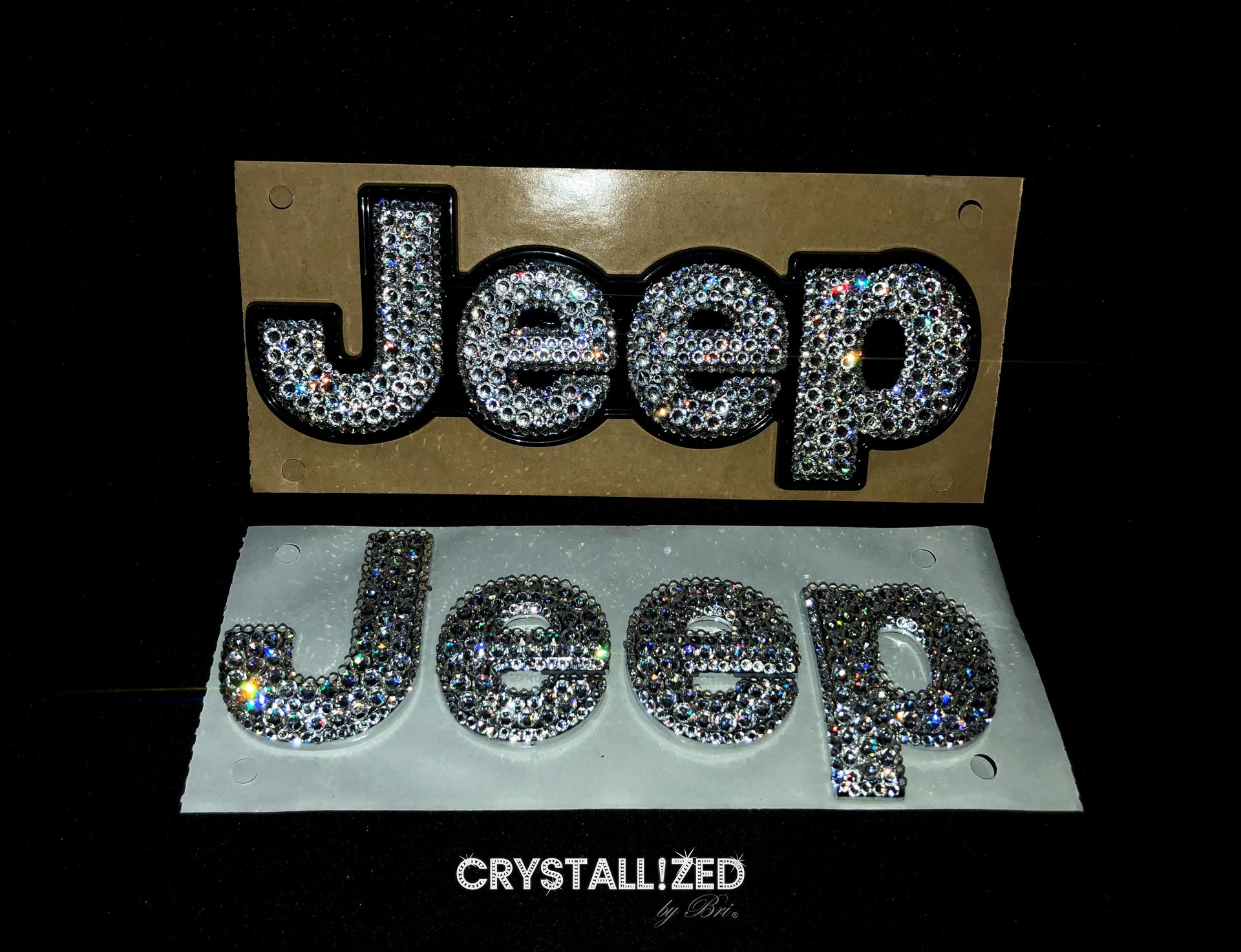 Jeep Crystallized Car Emblem Letters Bling Genuine European Crystals Bedazzled 3 