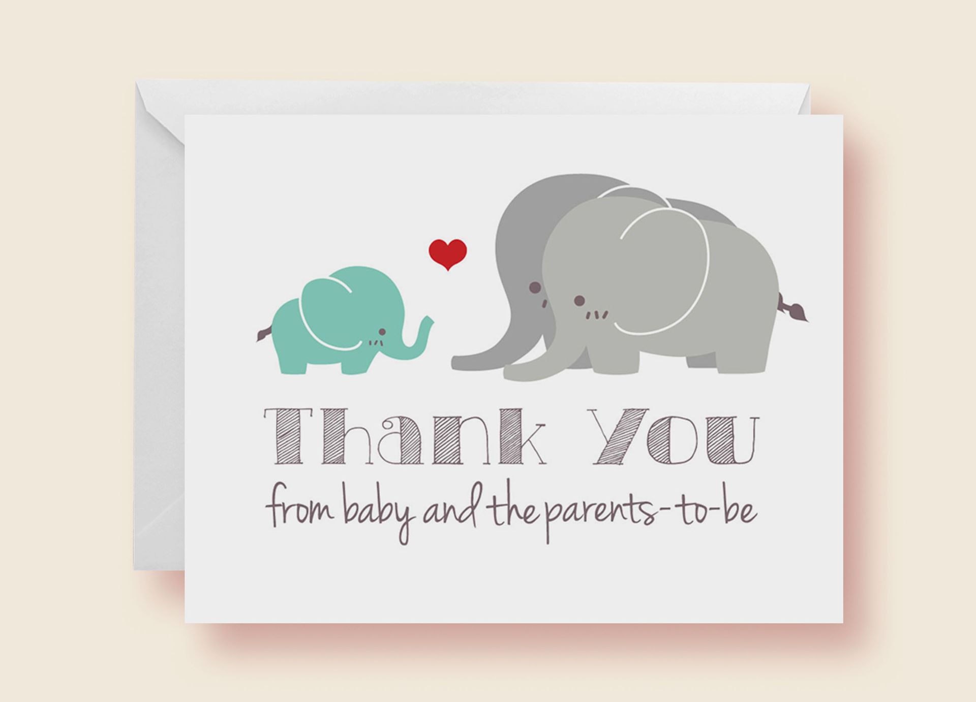 Gender Neutral Elephant Baby Shower Thank-You Cards