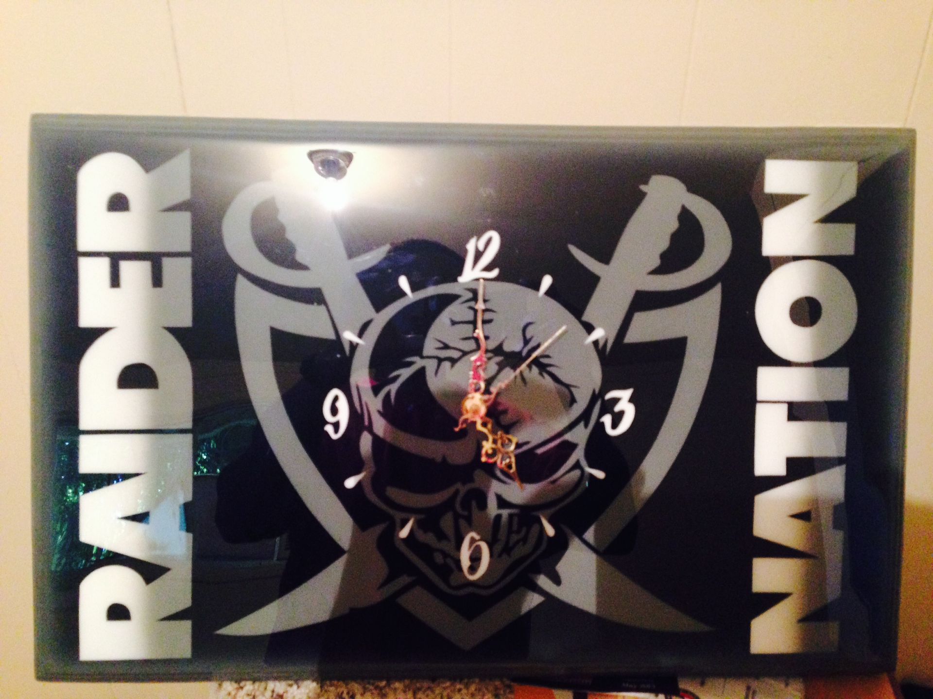 Custom Oakland Raiders Wood Clock