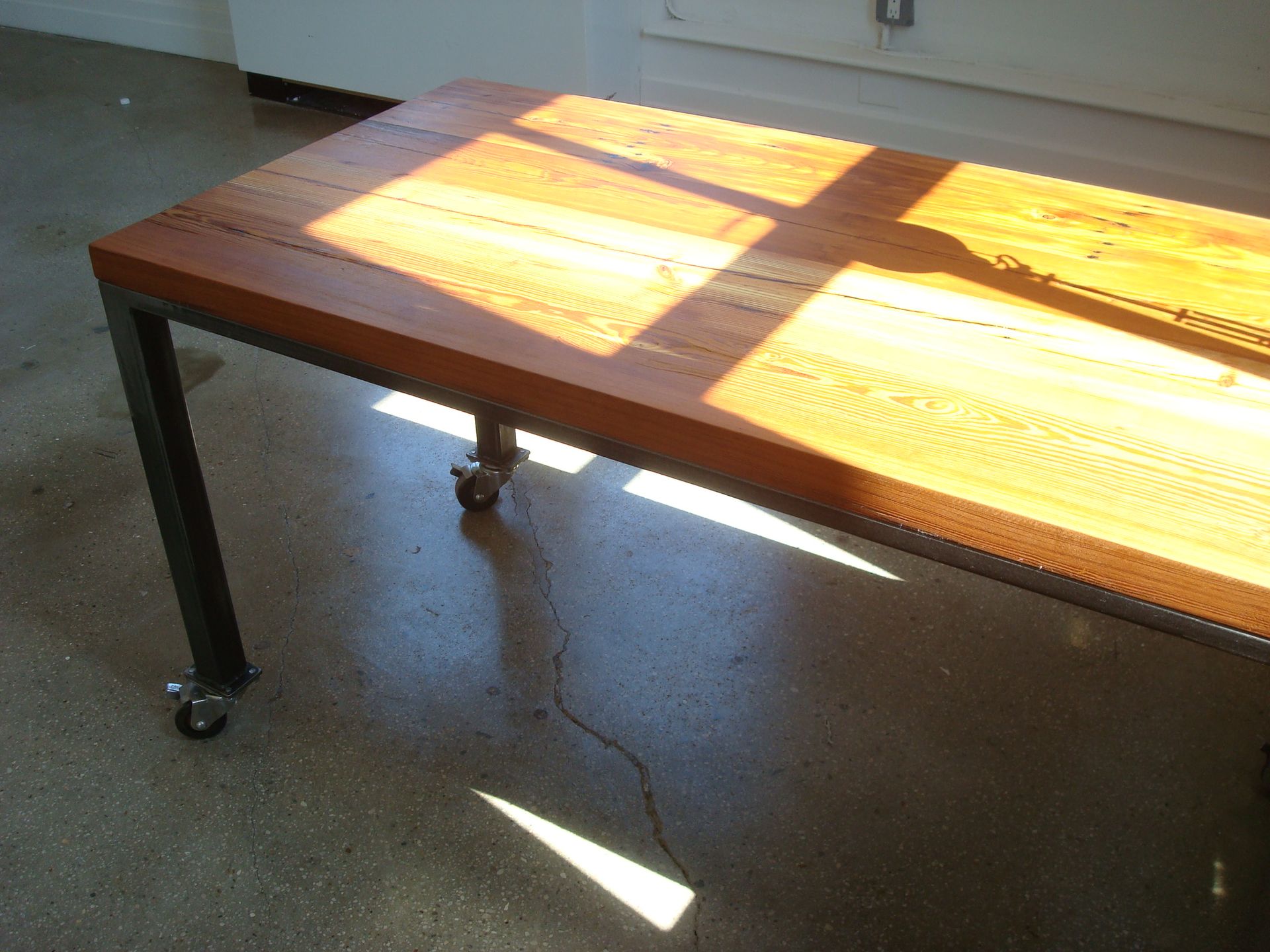 Wood And Steel Desk On Casters 2 