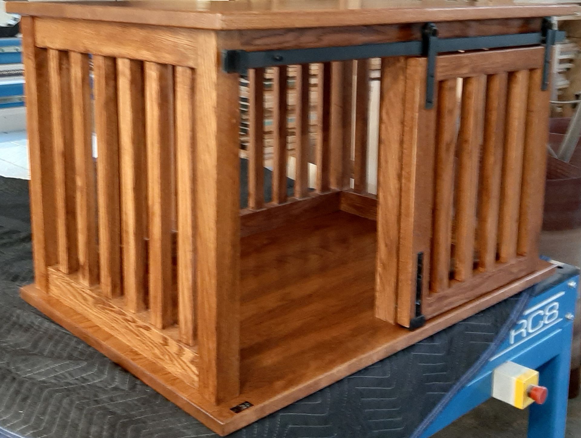 Wooden Pet Crate End Table With Barn Door 2
