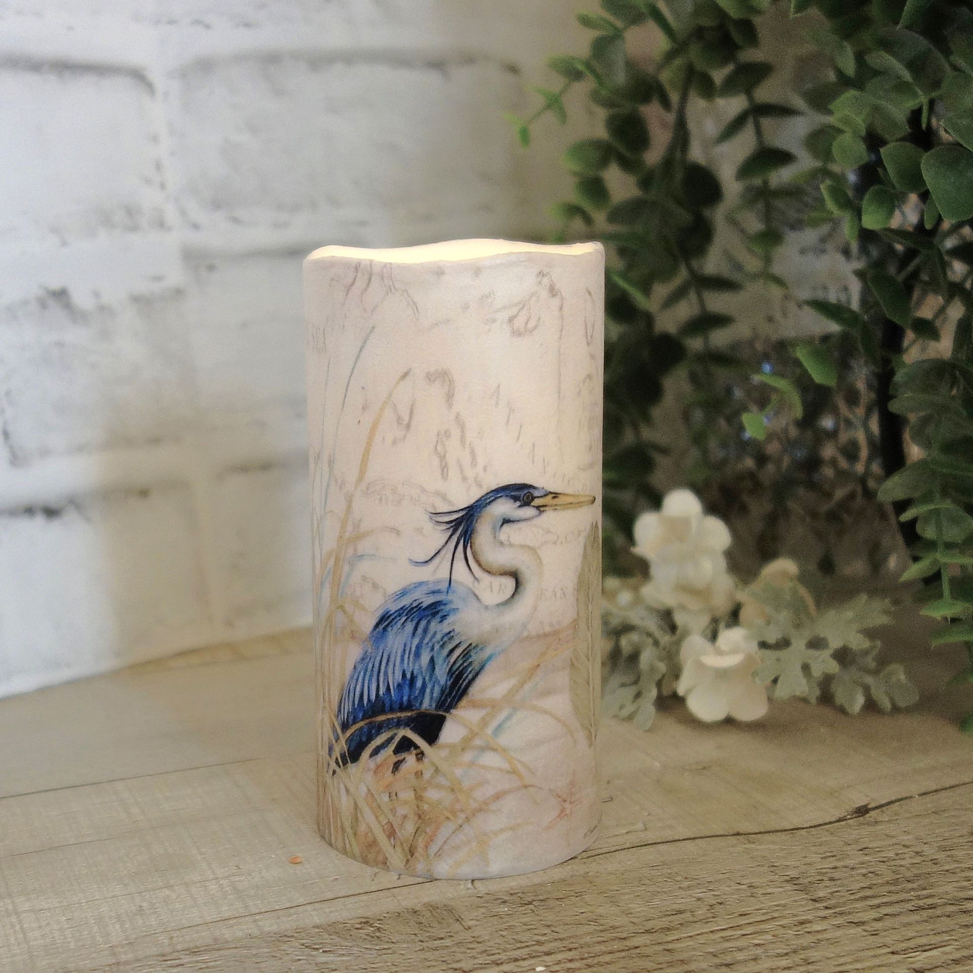 Blue Heron Luminary Candle Blue Heron Light Decor