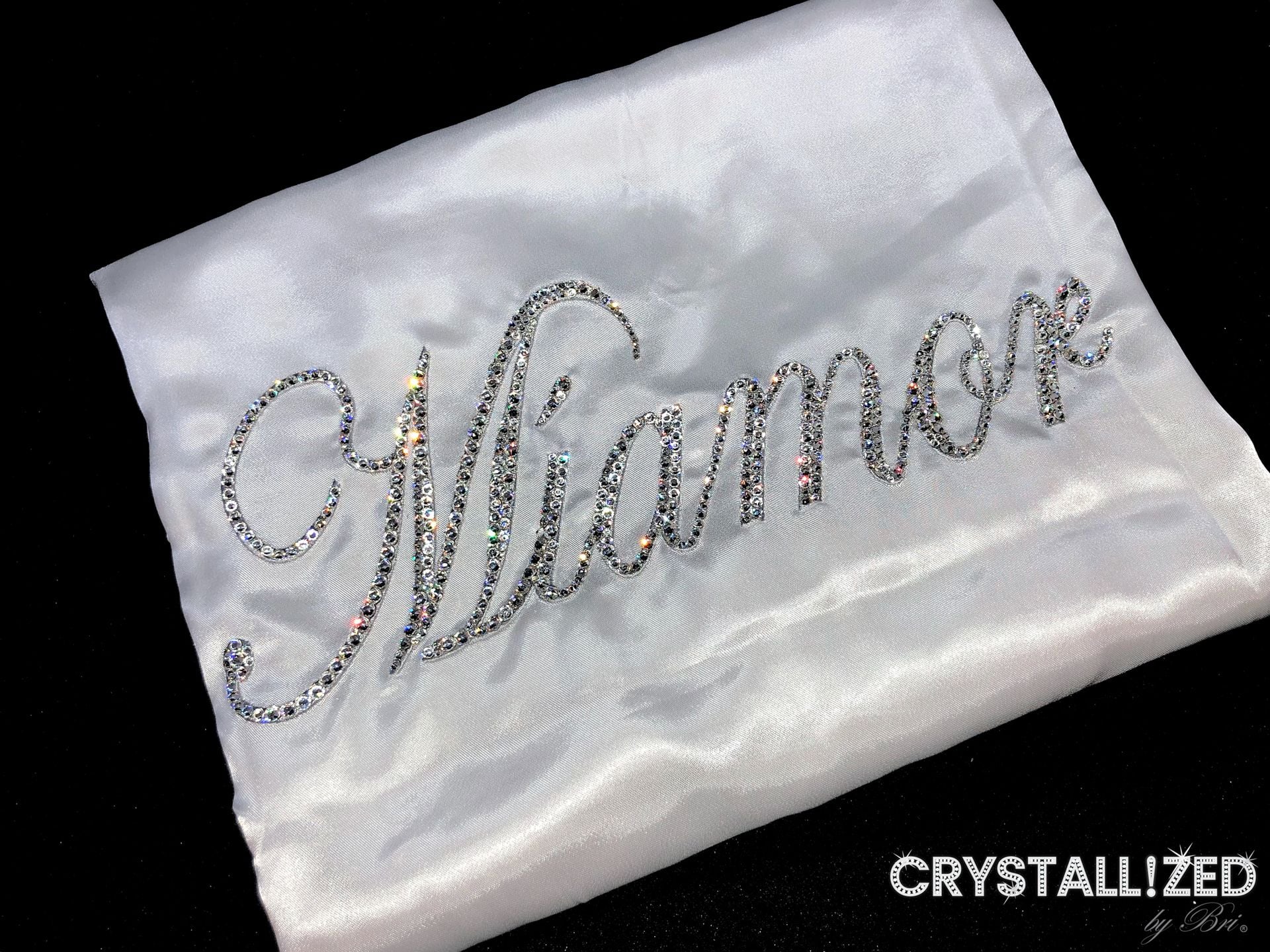 Custom Personalized Name Crystallized Satin Robe Kimono Genuine European Crystals Bedazzled 3