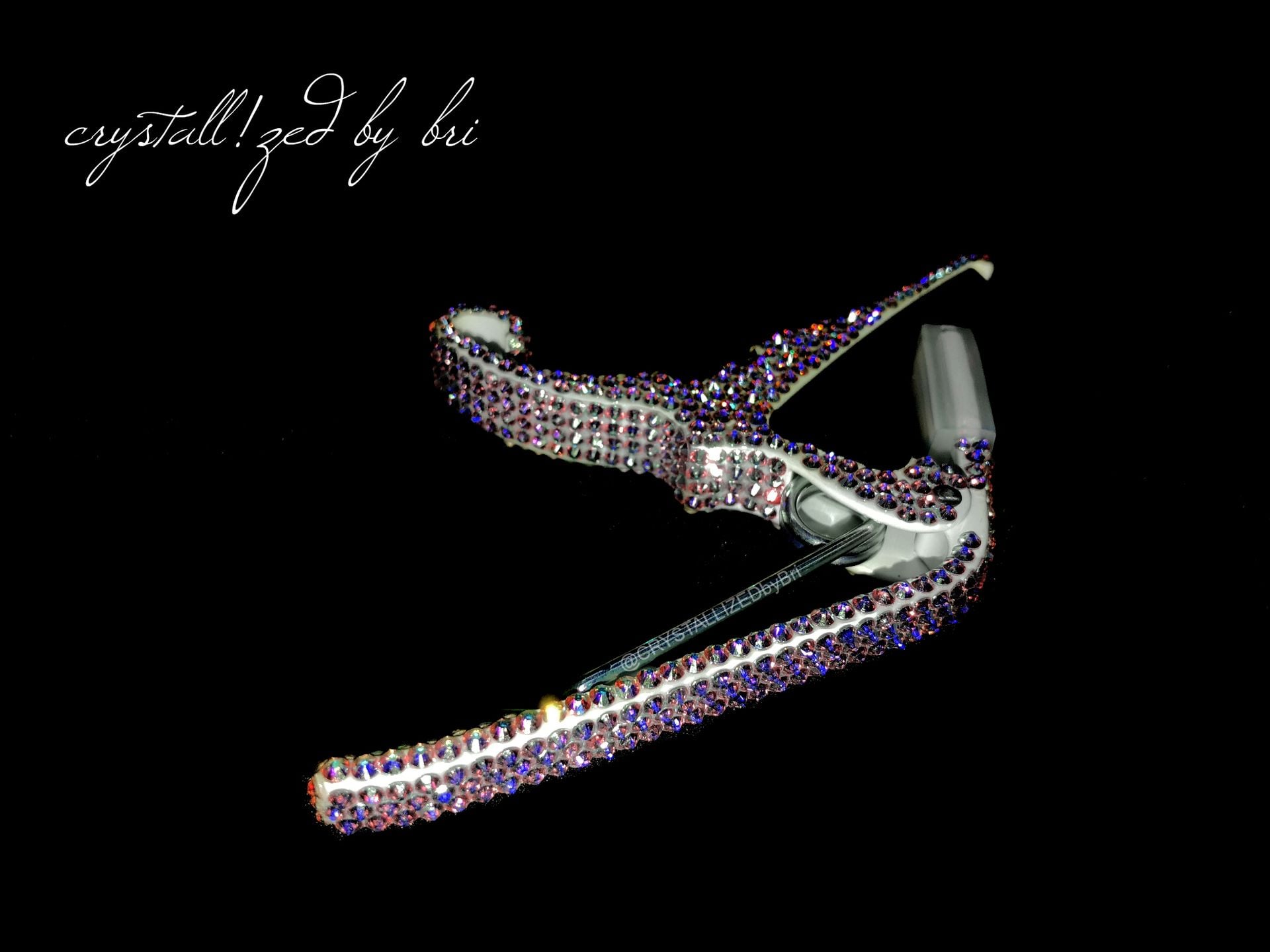 Crystallized Guitar Quick Release Capo Acoustic Electric Genuine European Crystals Bedazzled 3