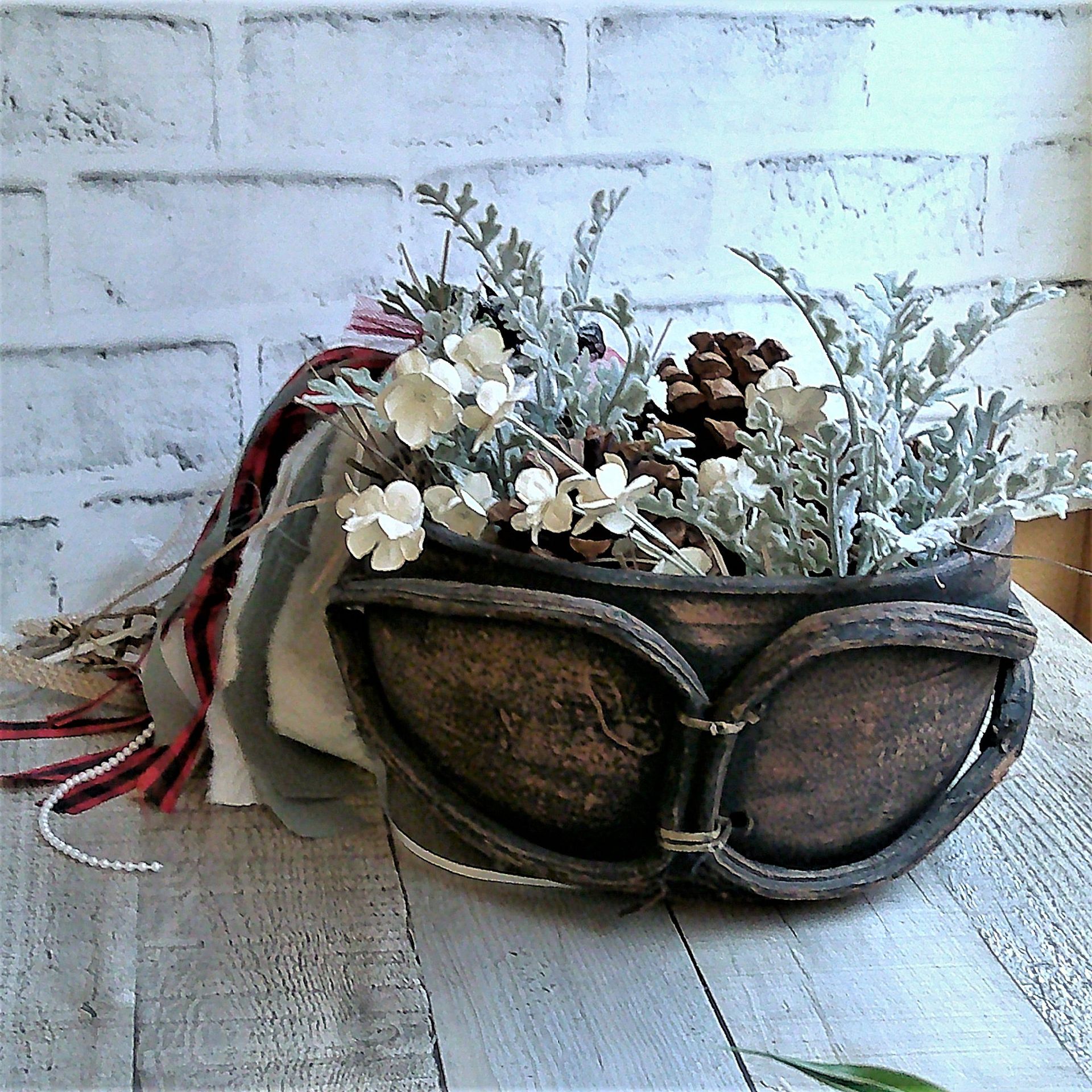 Rustic Bowl Handmade Primitive Bowl Pine Cone Arrangement Woodland Cabin Decor 4 